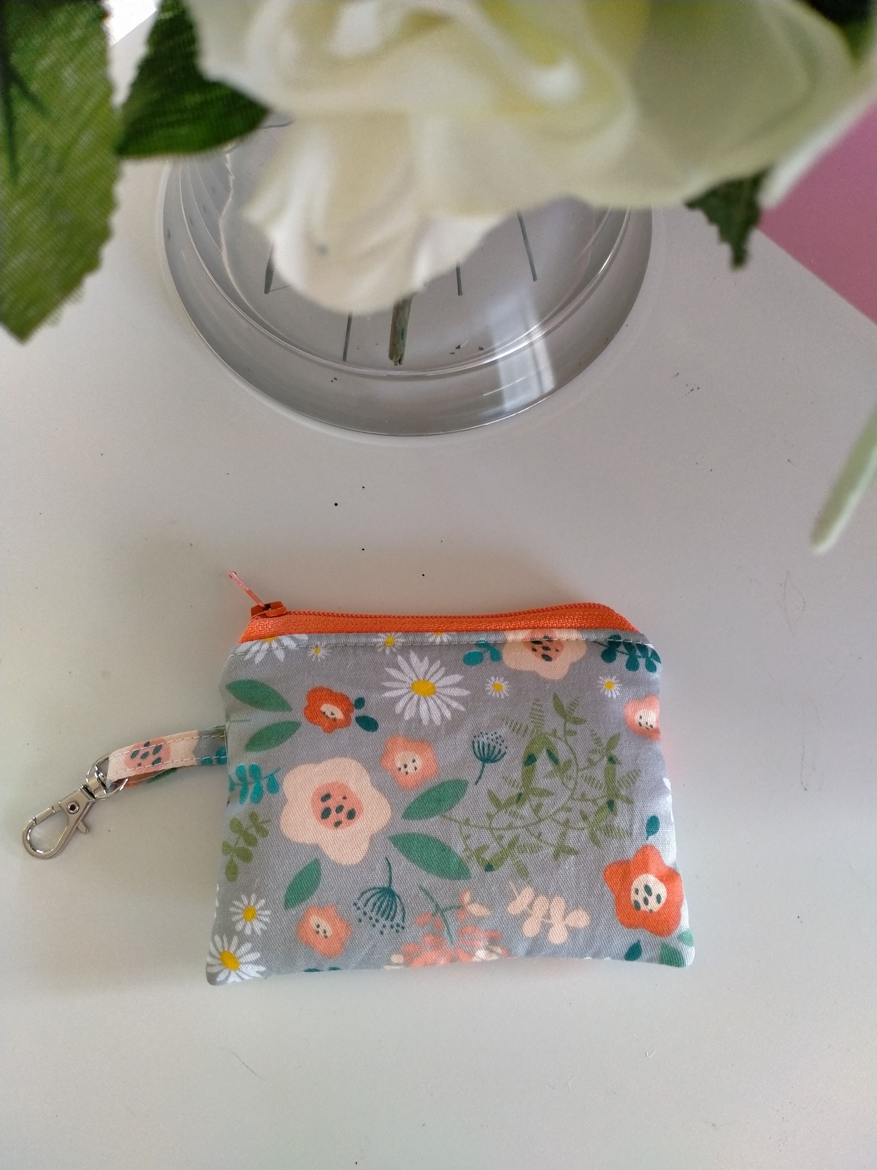 Wallet - Grey with flowers