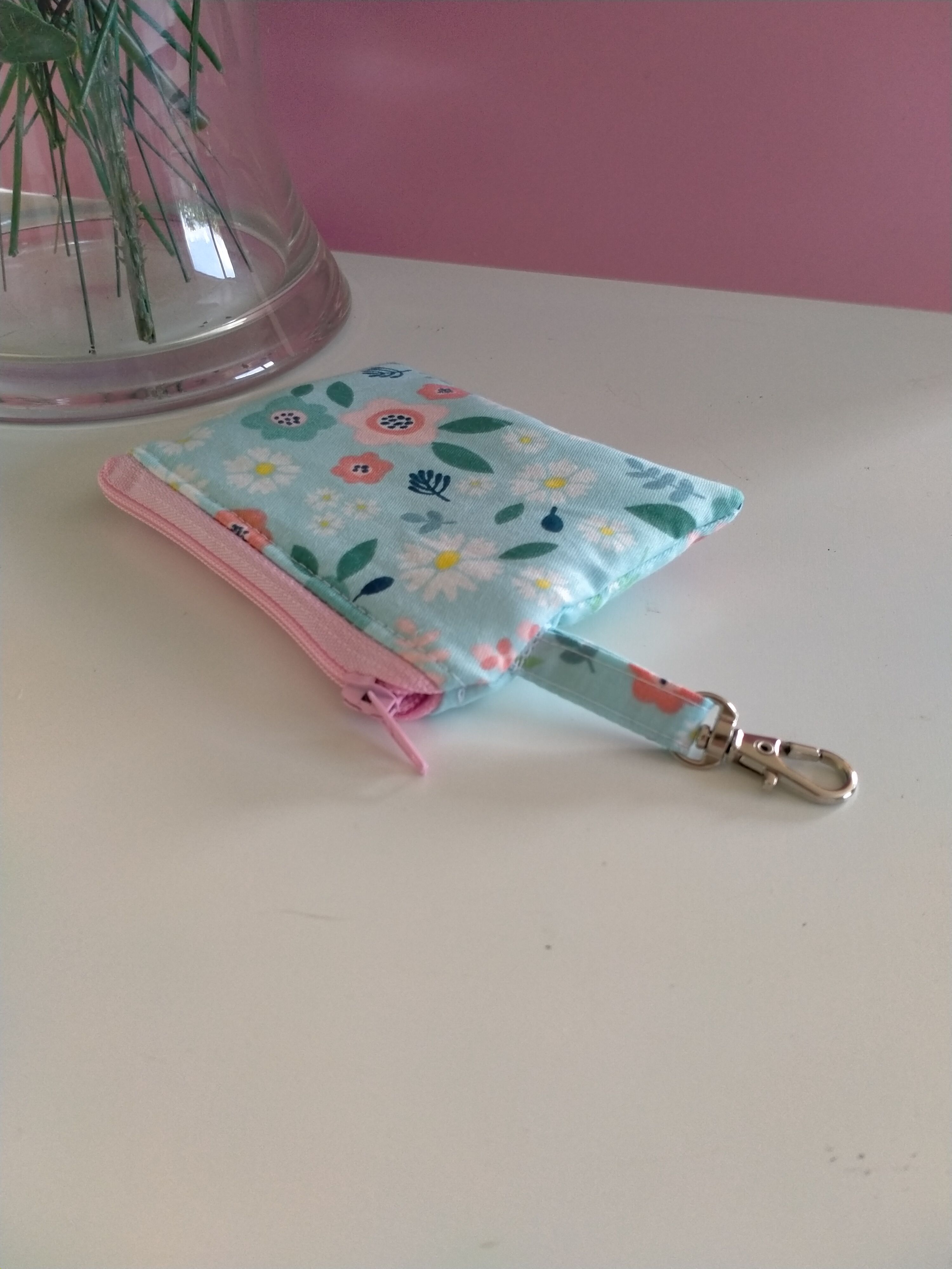 Wallet - Blue with flowers