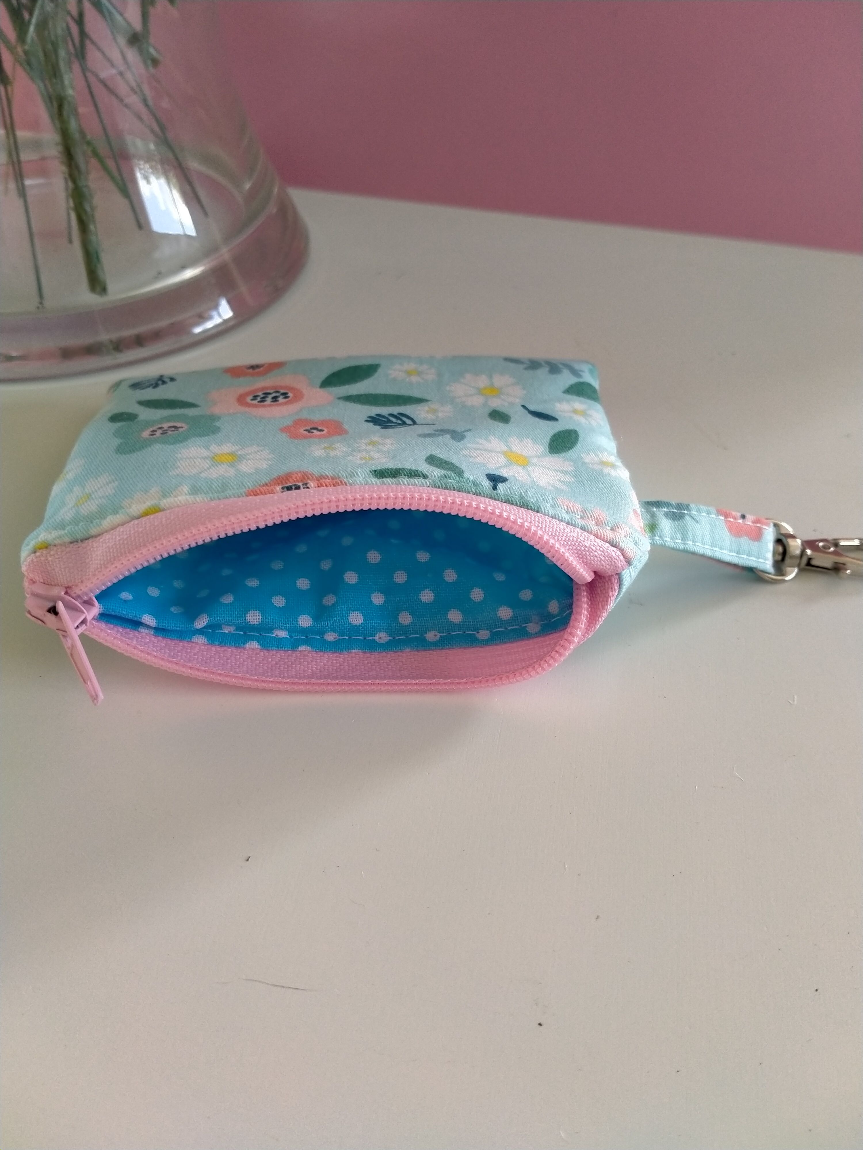 Wallet - Blue with flowers