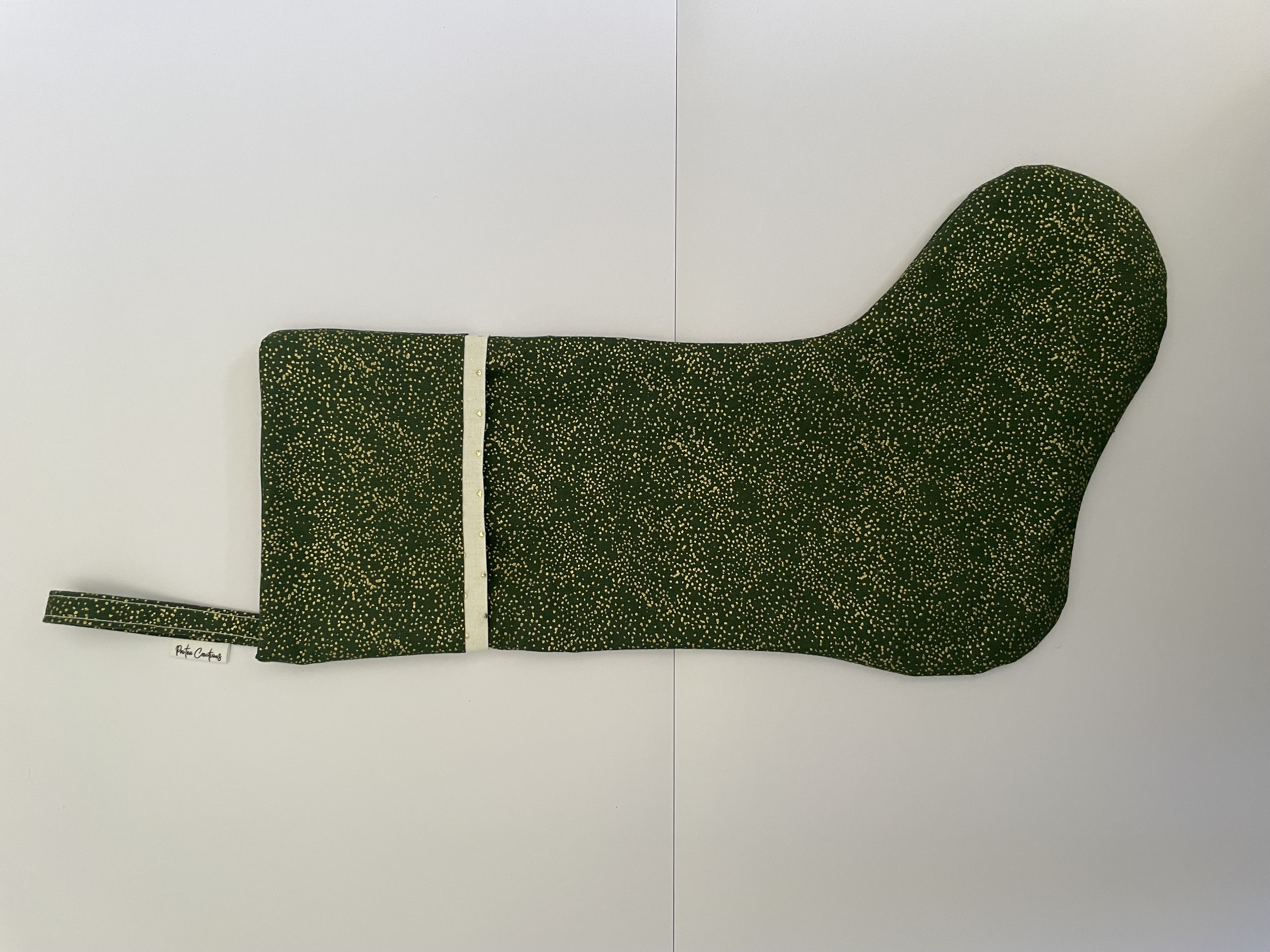 Christmas stocking-green & gold