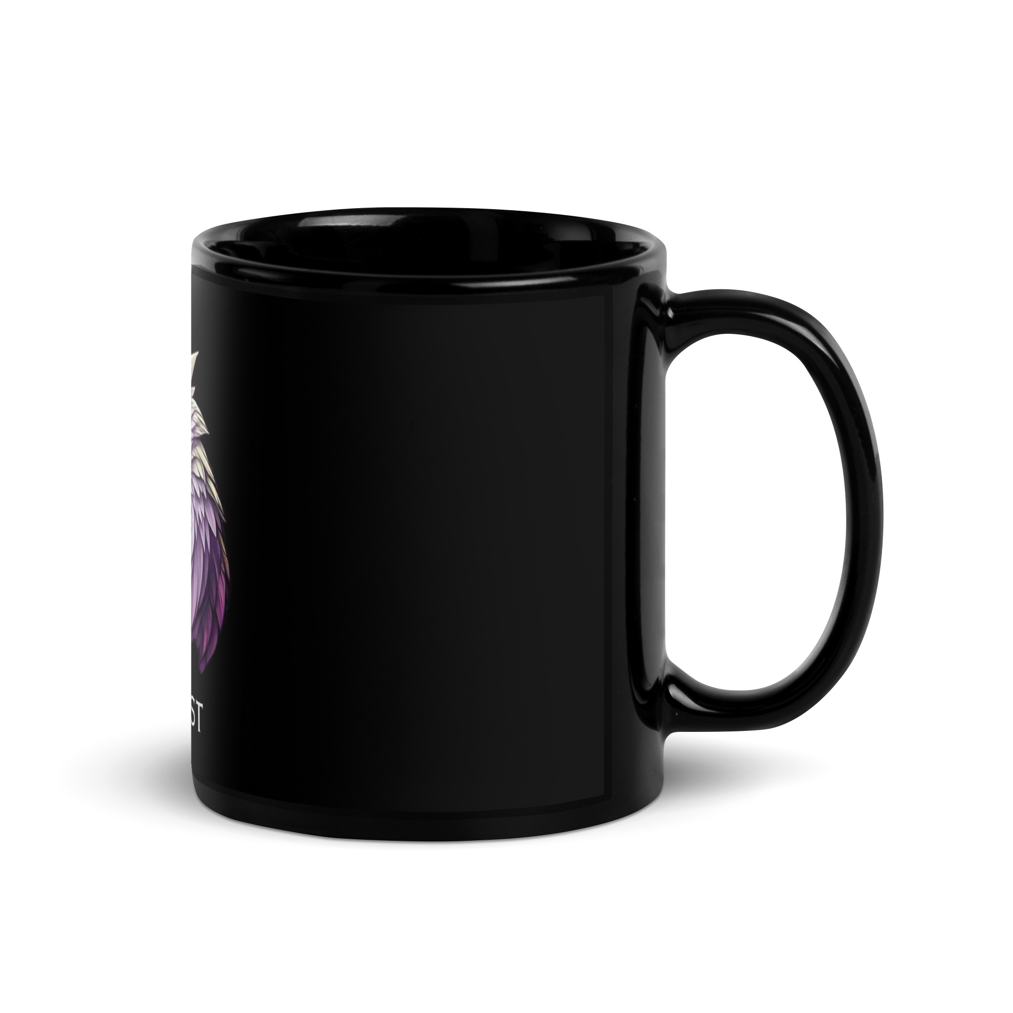 Black Mug with Bird Design