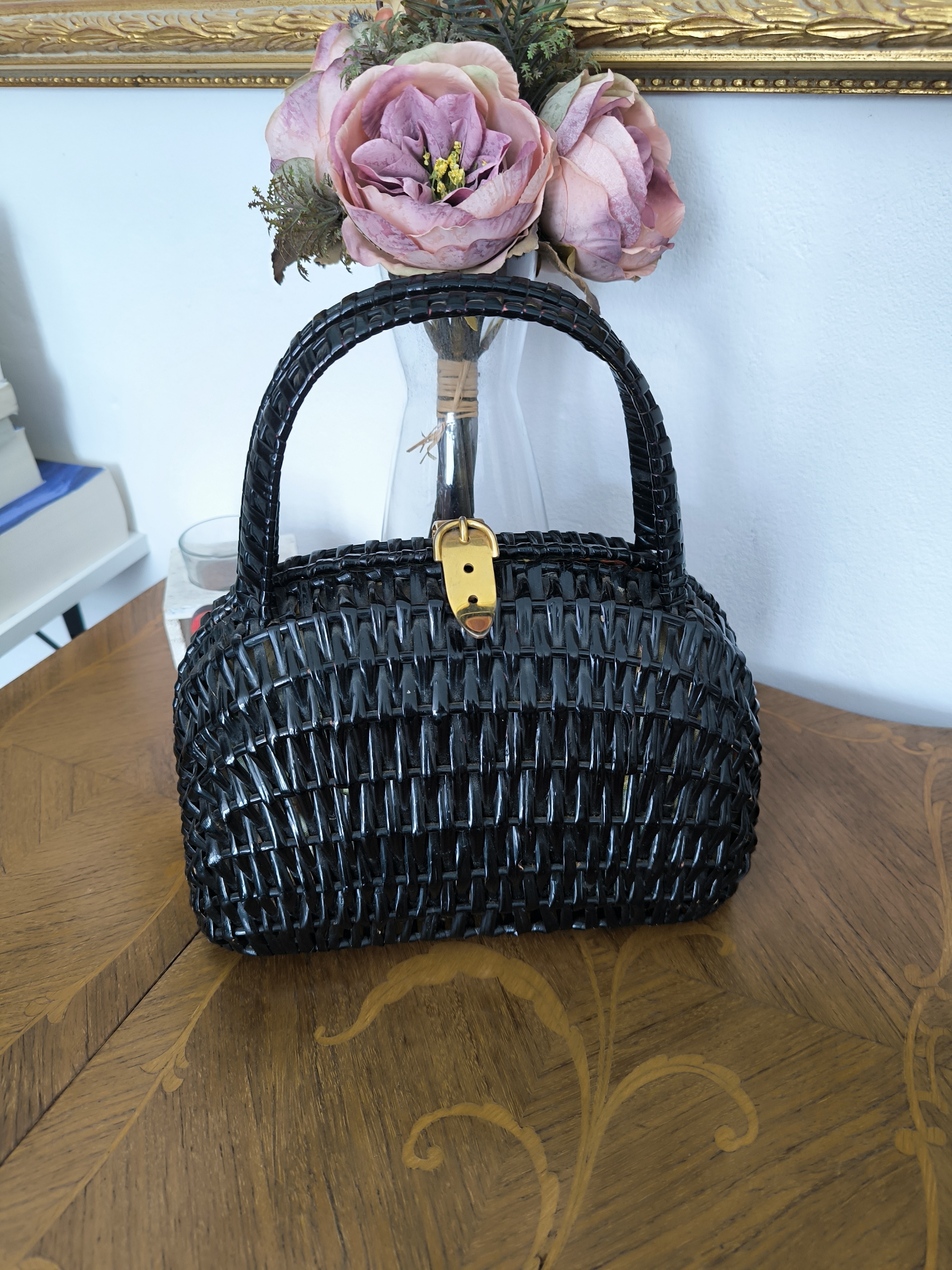 Borsa vintage a cestino nera