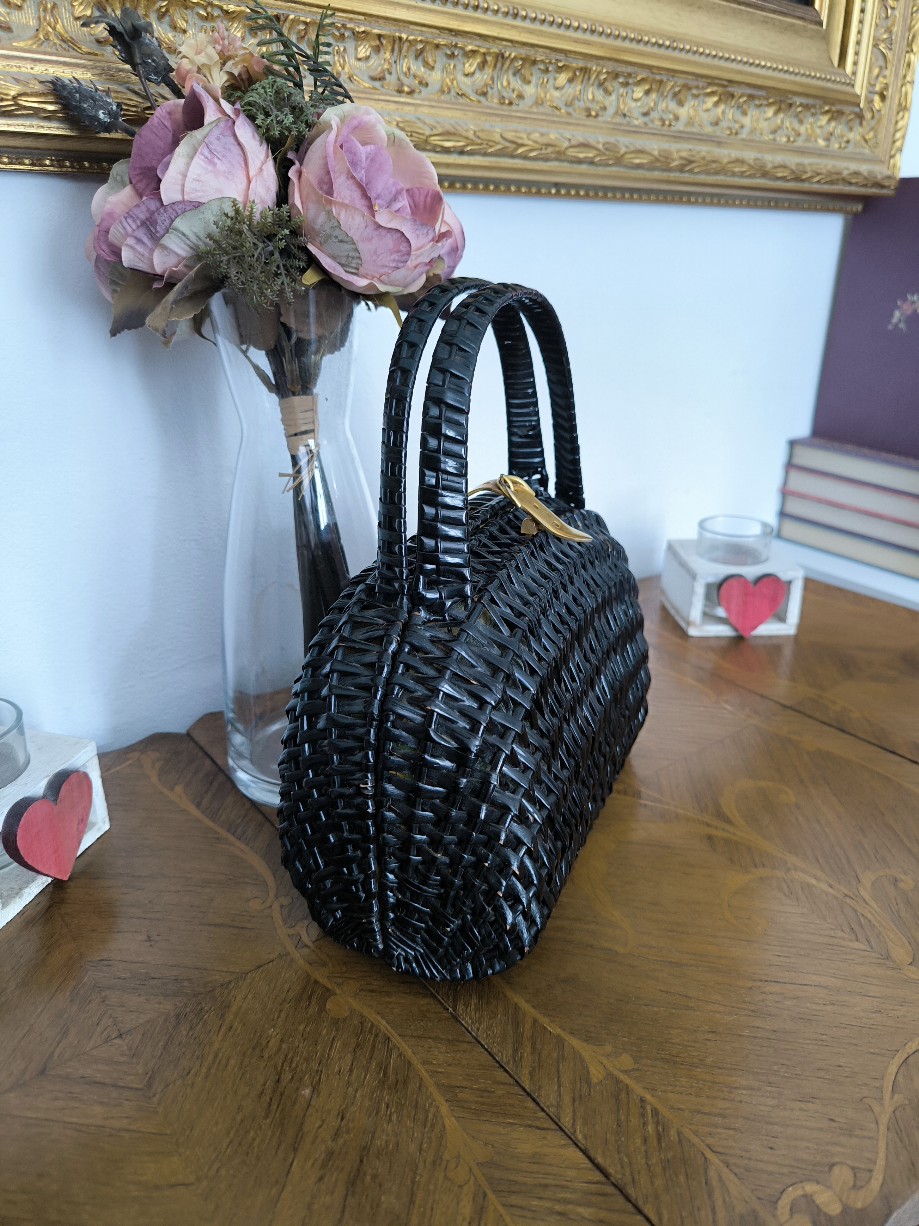 Borsa vintage a cestino nera