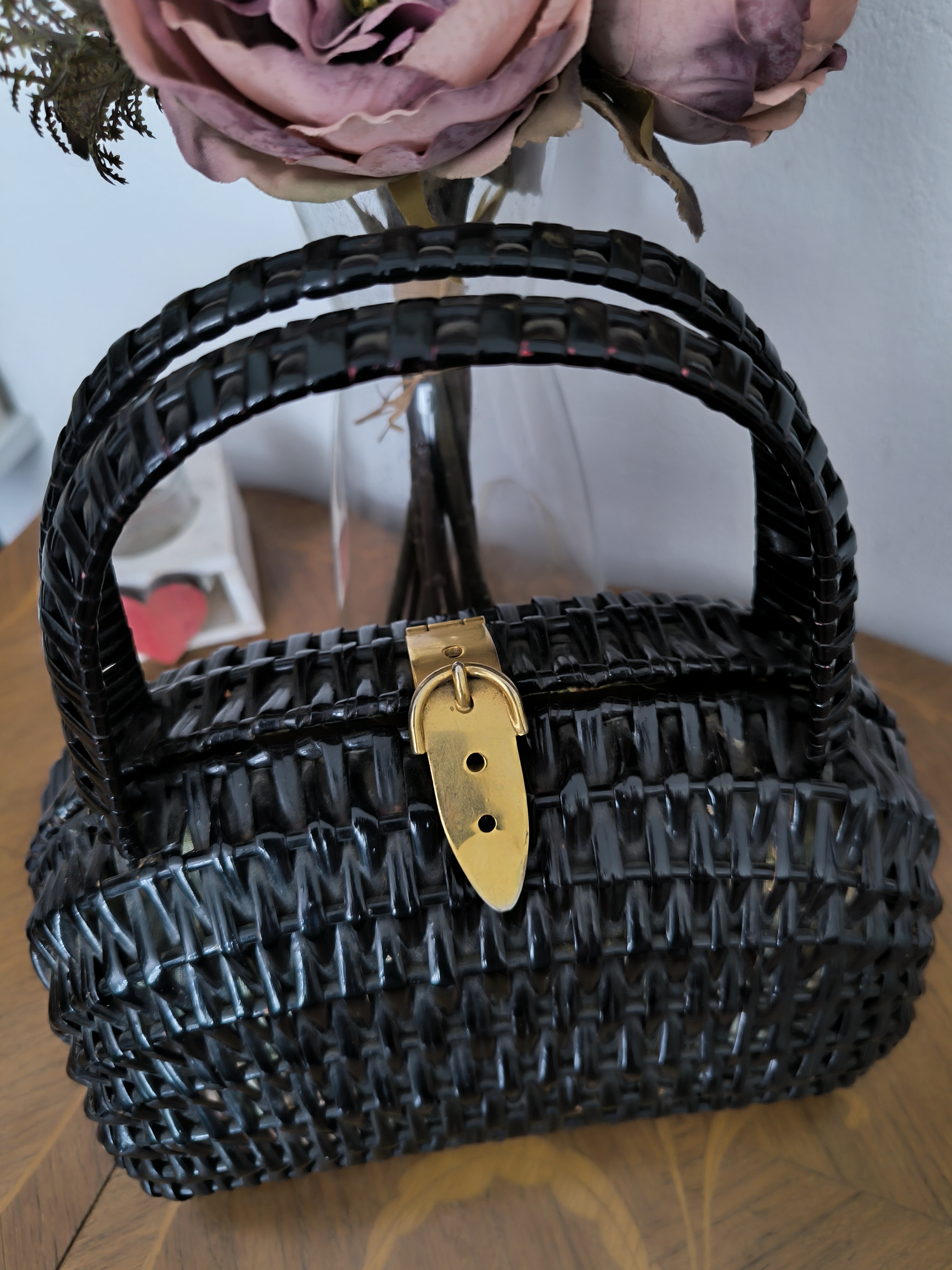 Borsa vintage a cestino nera