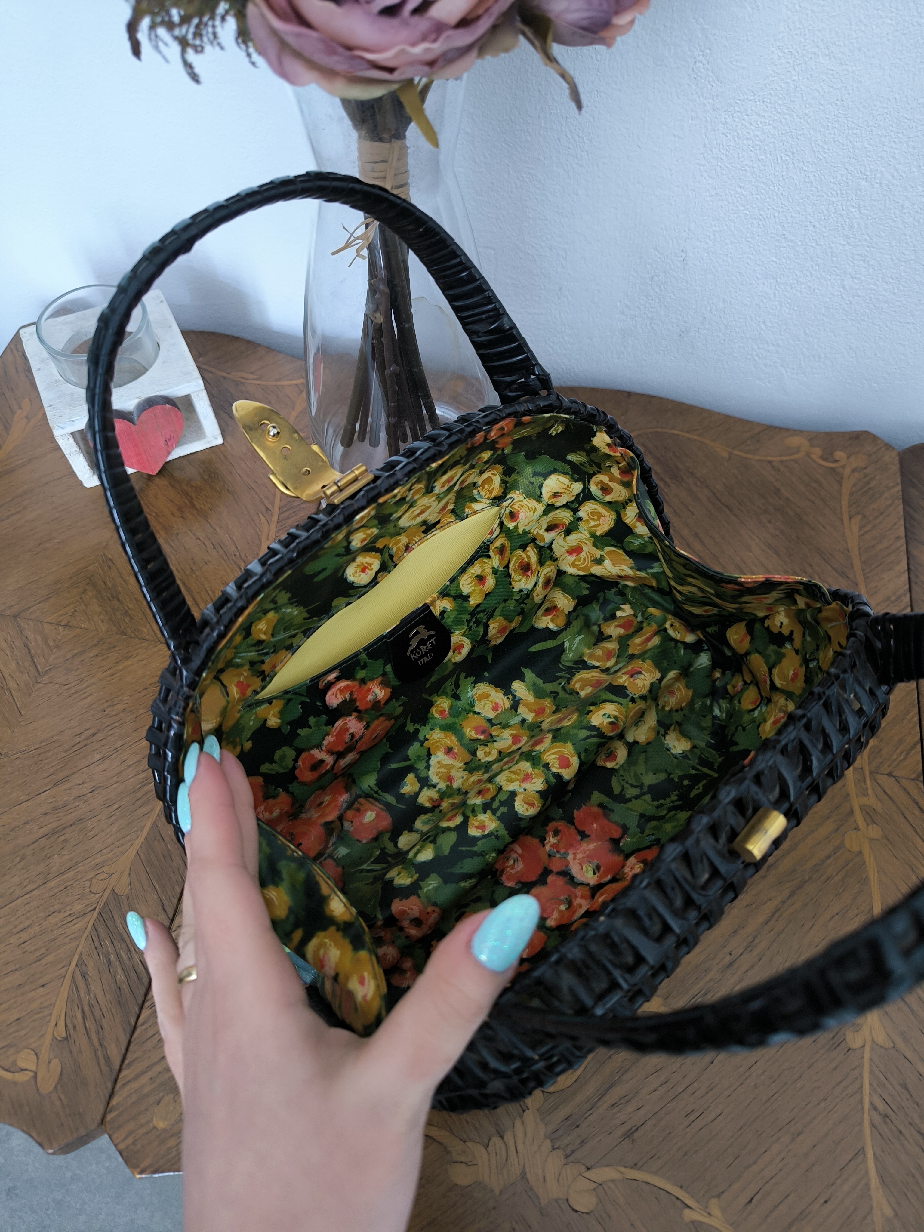 Borsa vintage a cestino nera