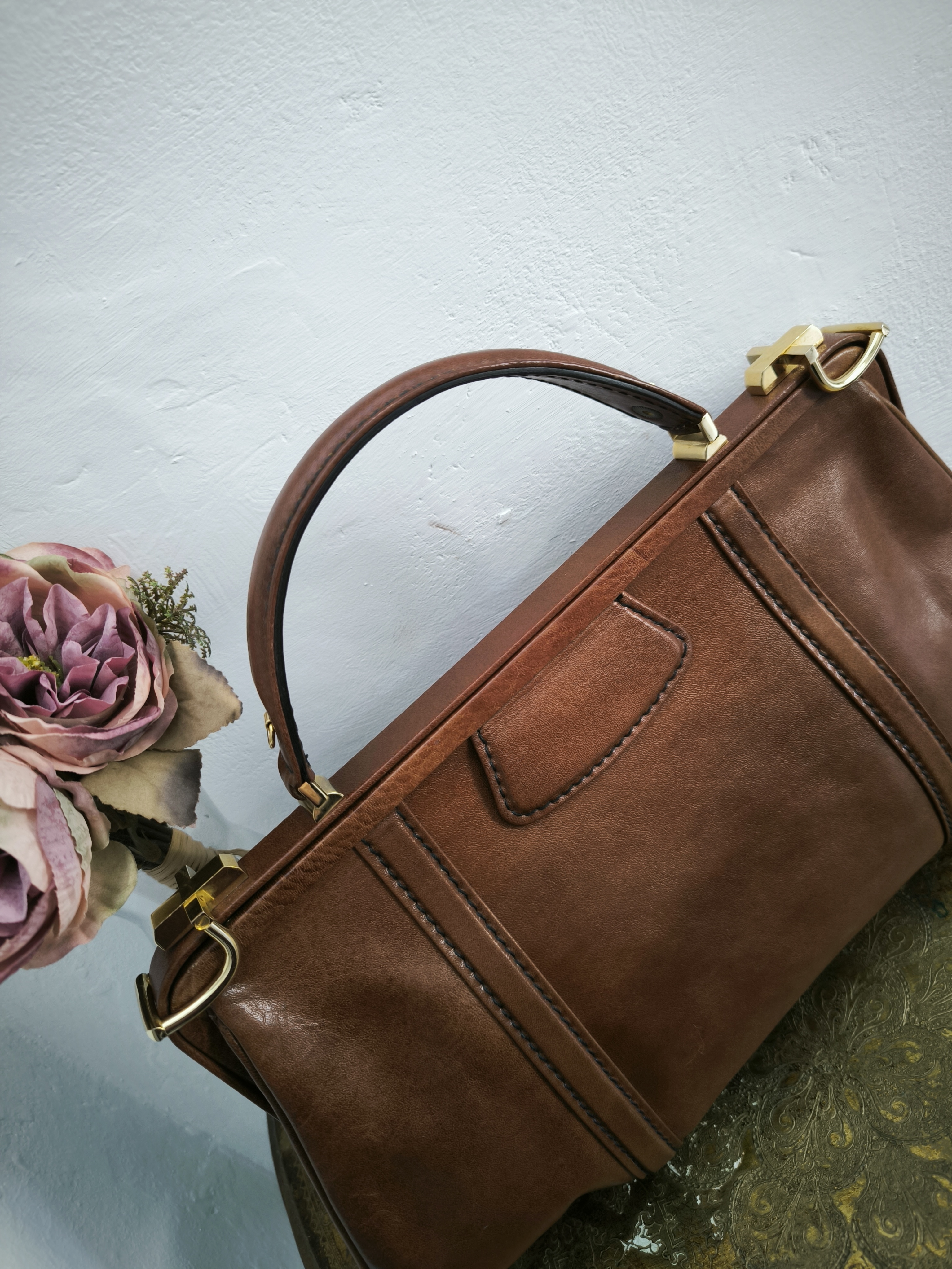 Borsa vintage in pelle marrone 