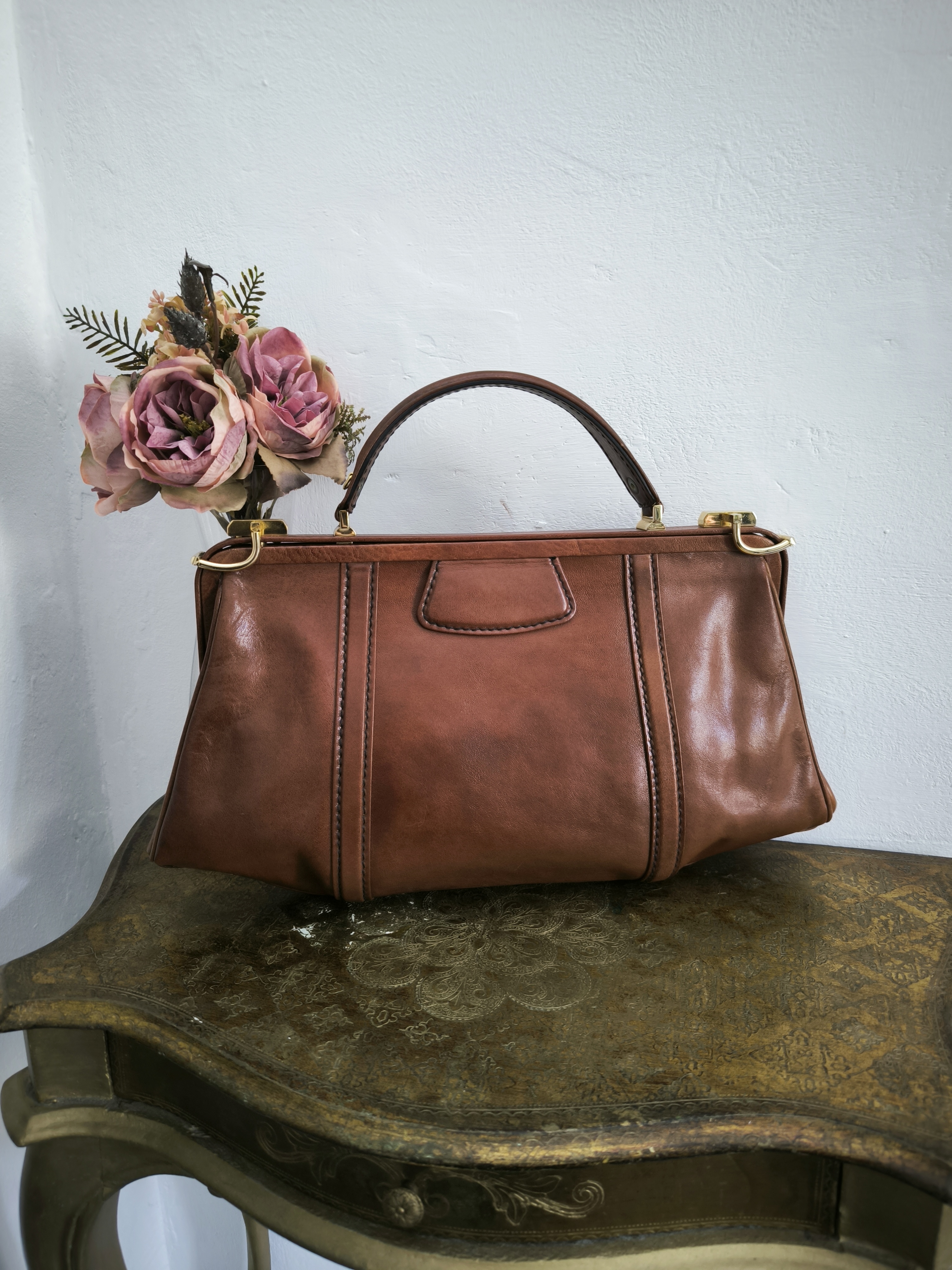 Borsa vintage in pelle marrone 
