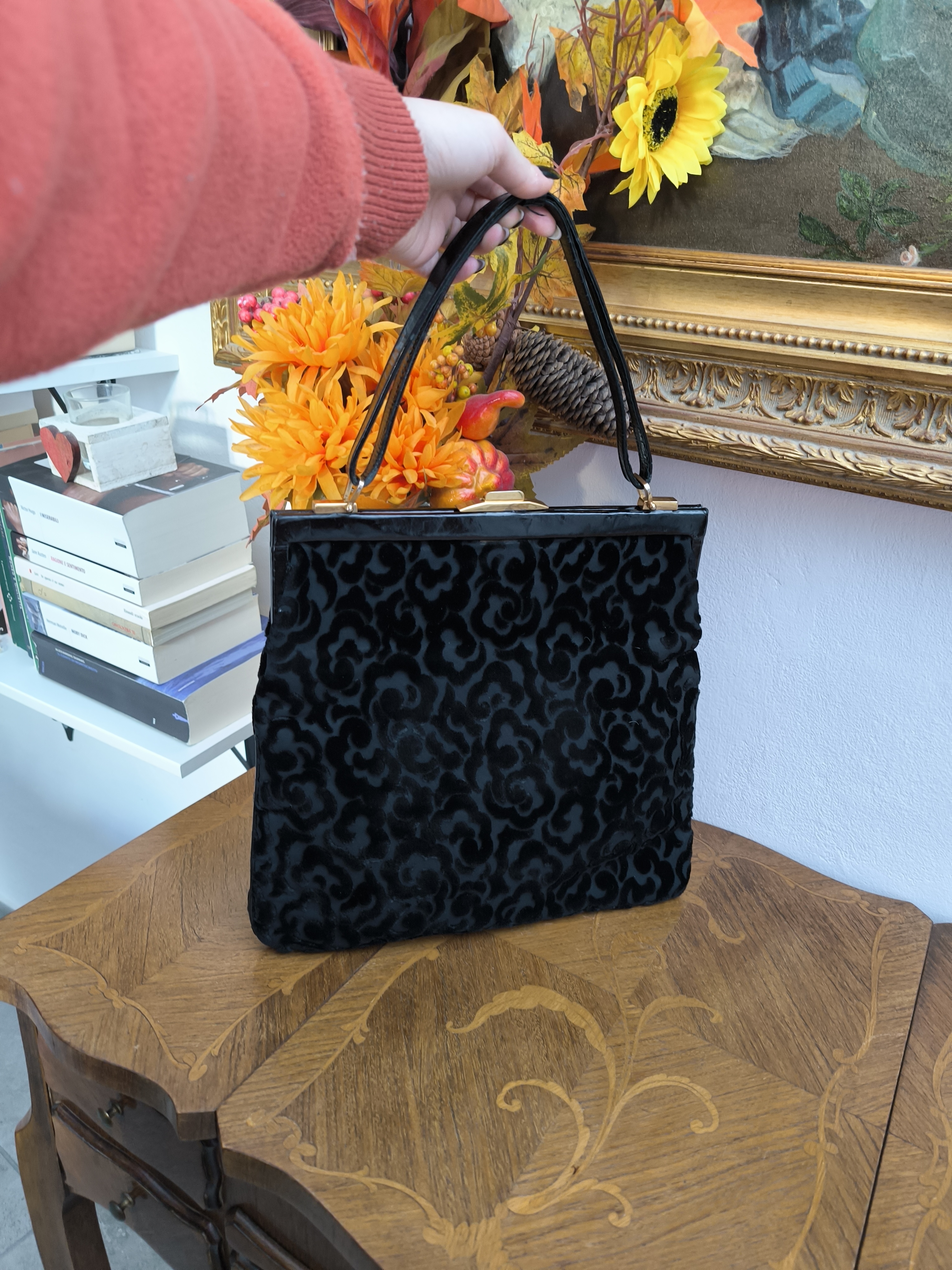 Borsa anni 50/60 in velluto damascato 