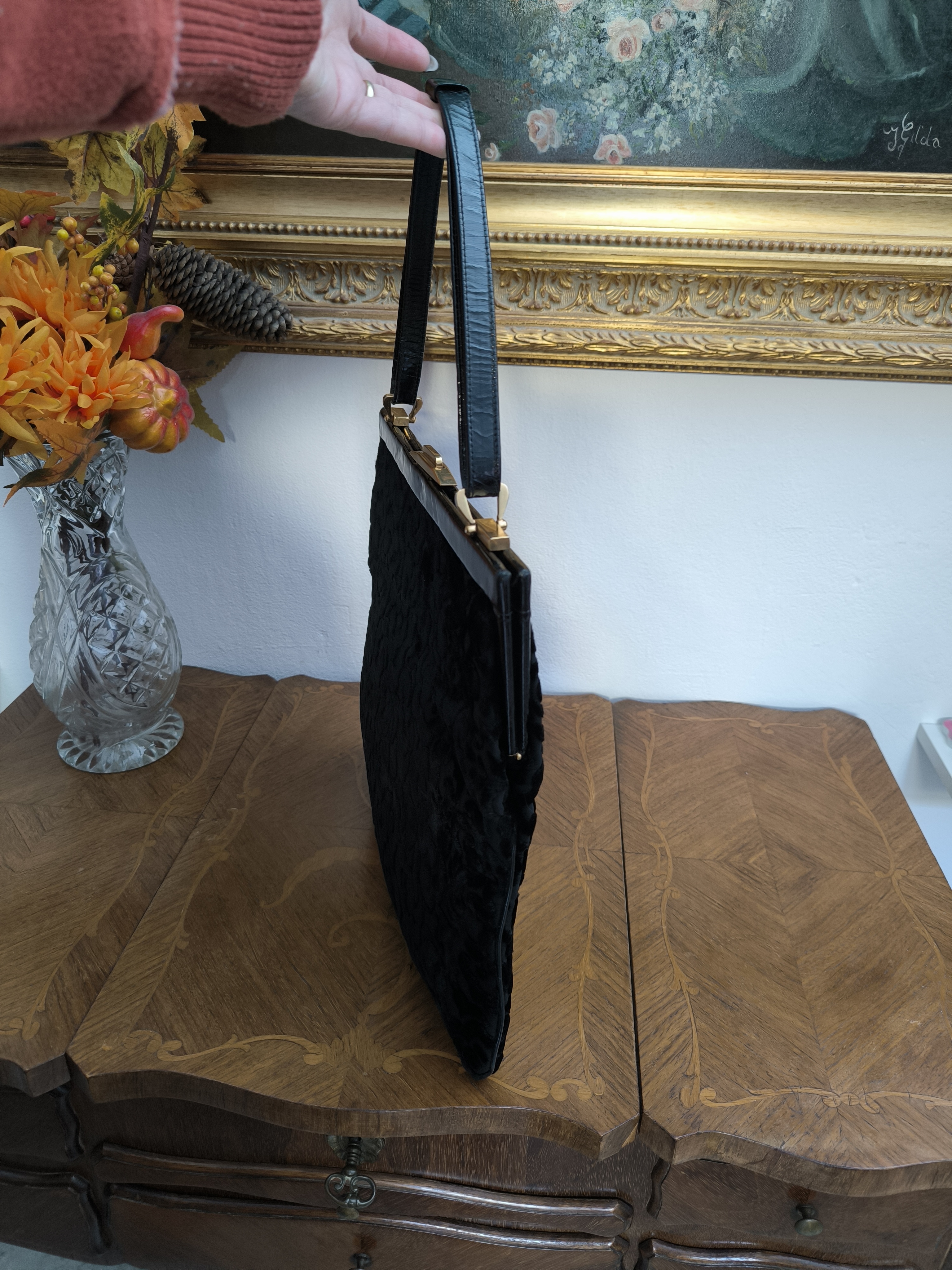 Borsa anni 50/60 in velluto damascato 