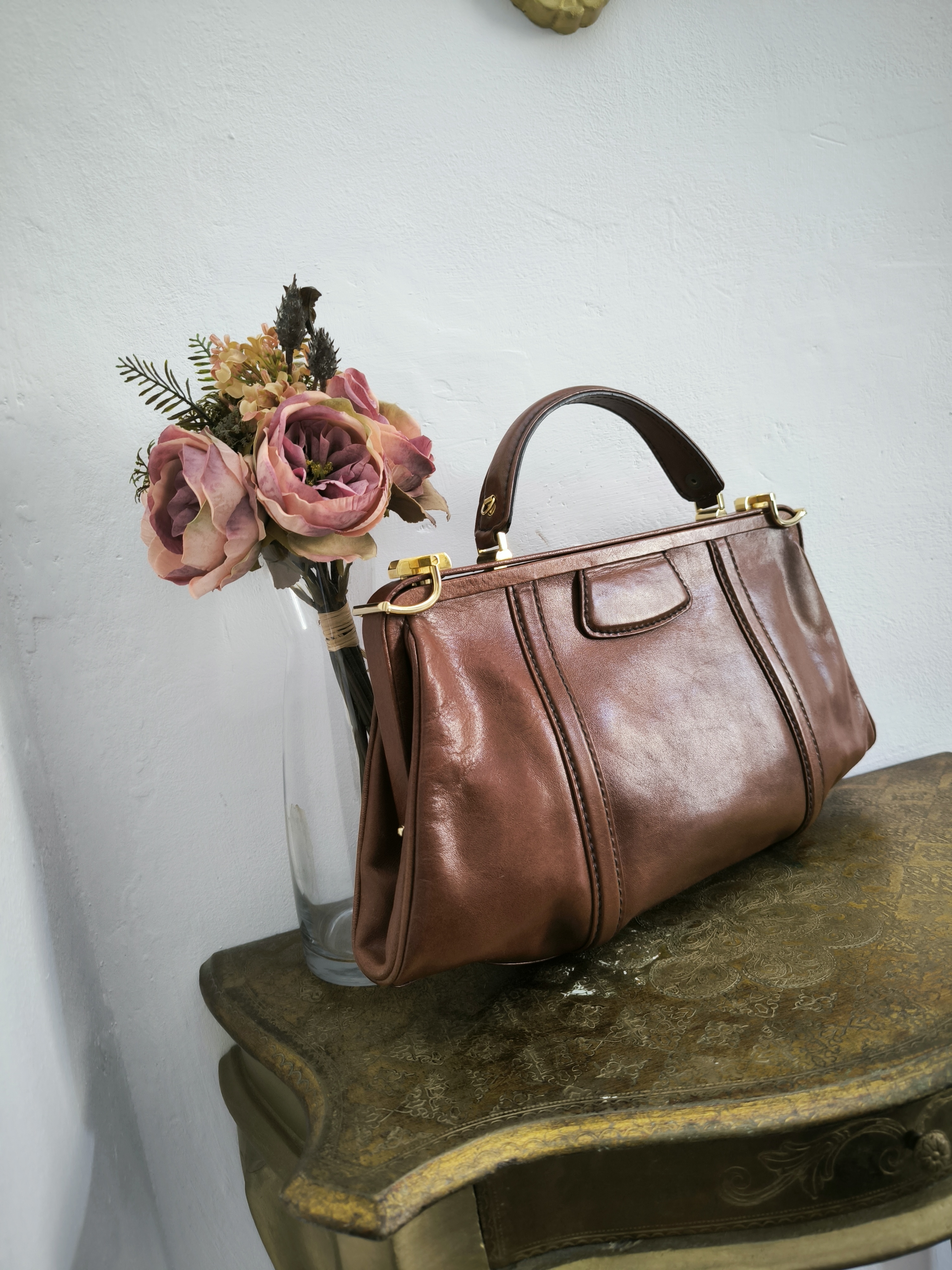Borsa vintage in pelle marrone 