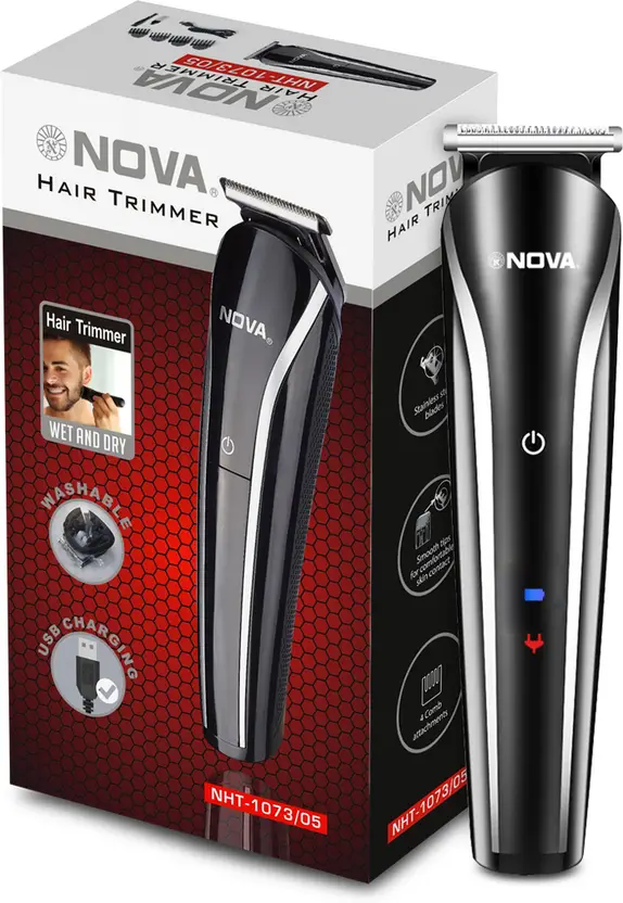 NOVA 1073-00 USB Trimmer 60 min Runtime 5 Length Settings (Black, Grey)