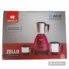 Havells Zello 750 W Mixer Grinder, 3 Jar (Red)