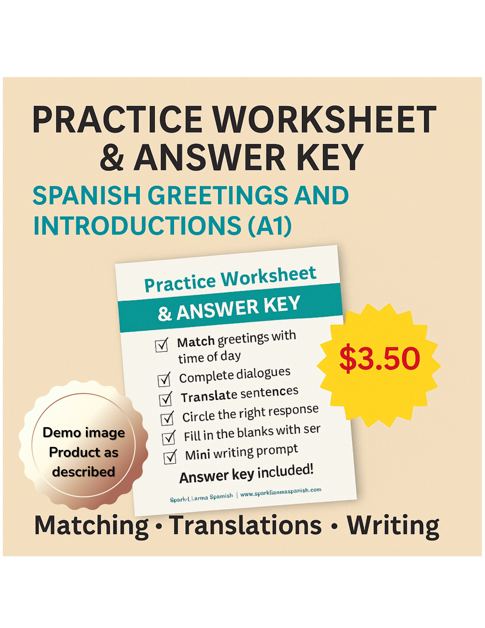 Practice Worksheet and Answer Key– Spanish Greetings and Introductions (B1)