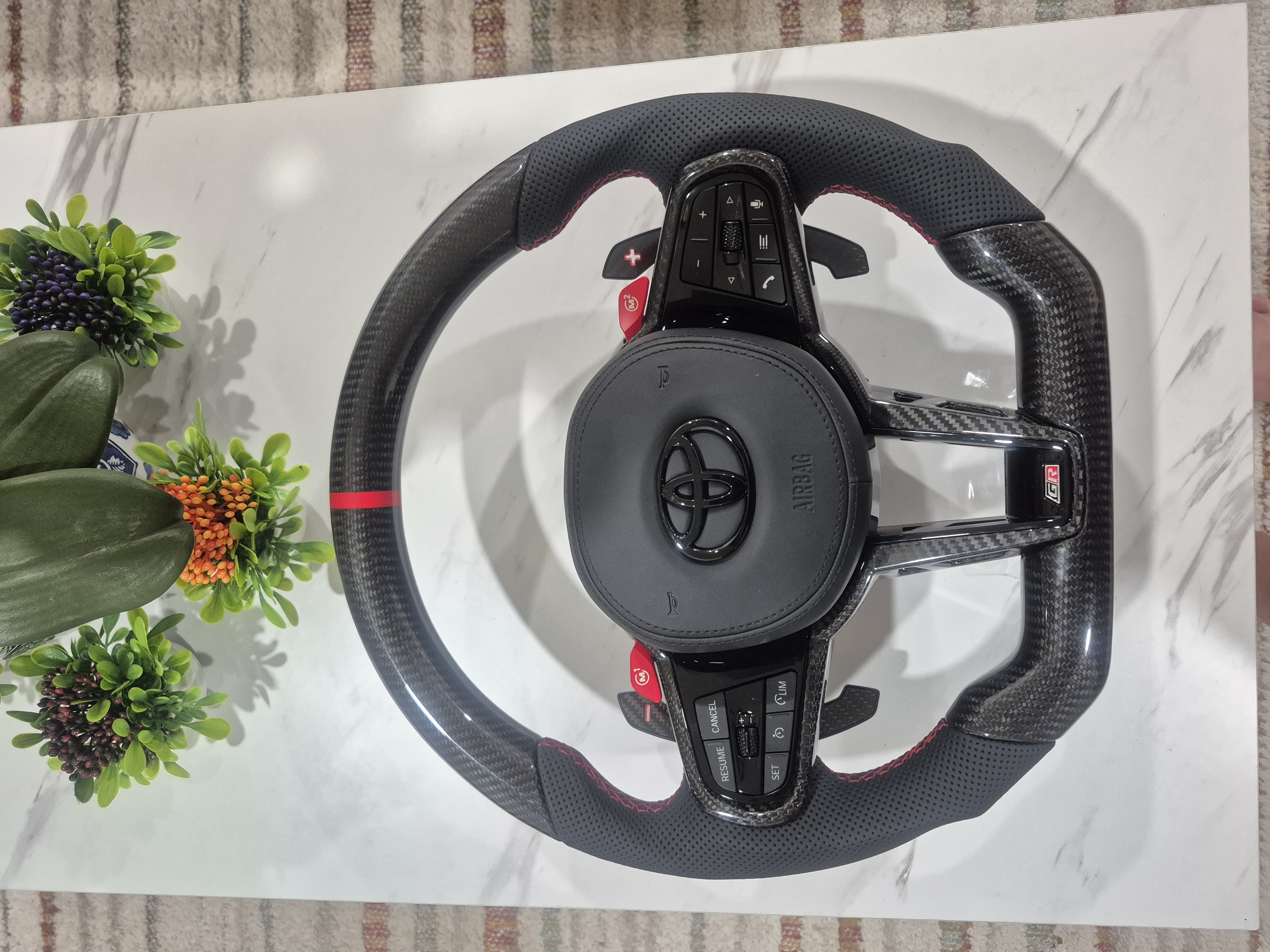 Carbon Fiber (Red Stripe) 