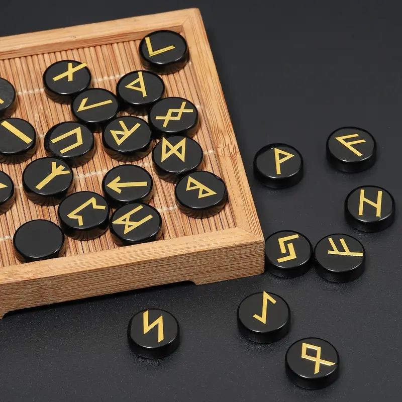 Black Viking Rune Stone Set