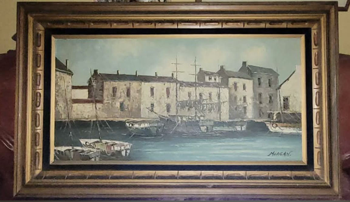 Morgan Seascape Framed Harbor Scene Oil Painting