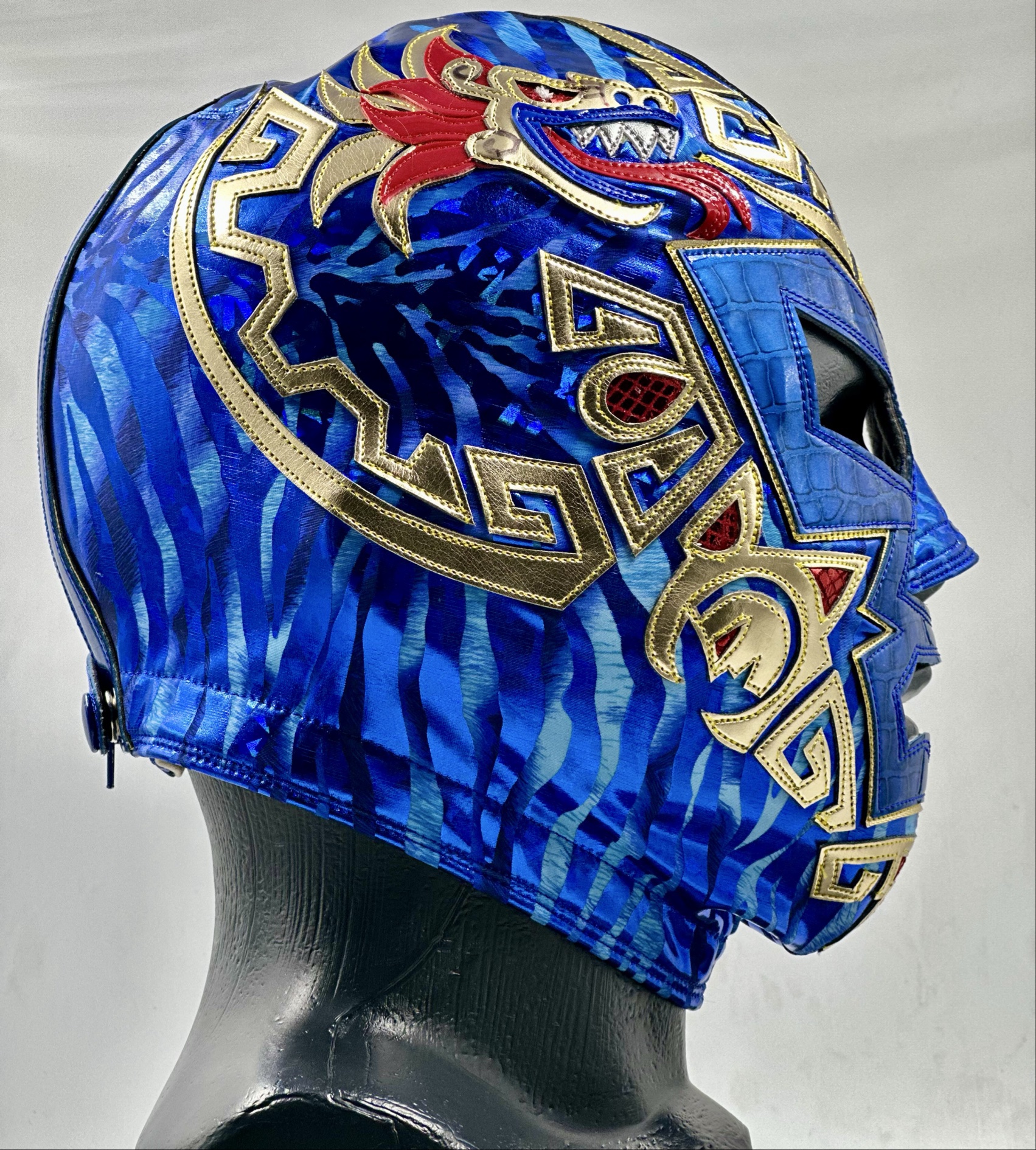 MÁSCARA PROFESIONAL QUETZALCOATL AZUL REY/DORADO
