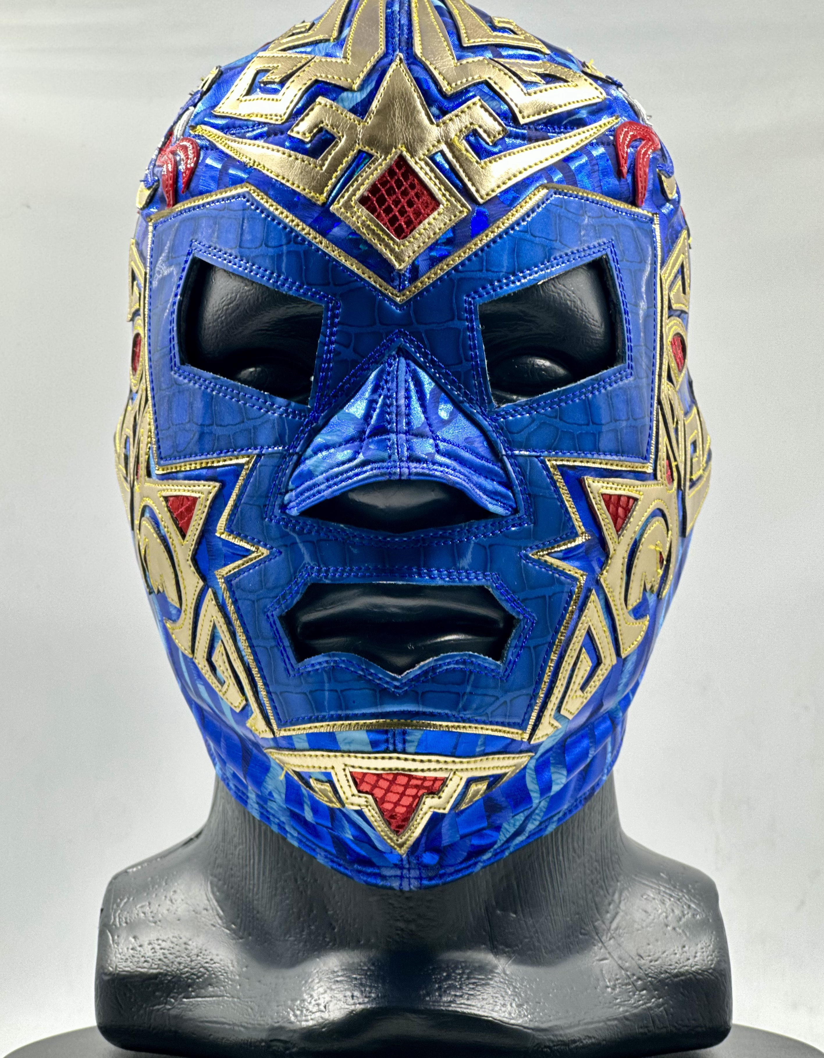 MÁSCARA PROFESIONAL QUETZALCOATL AZUL REY/DORADO
