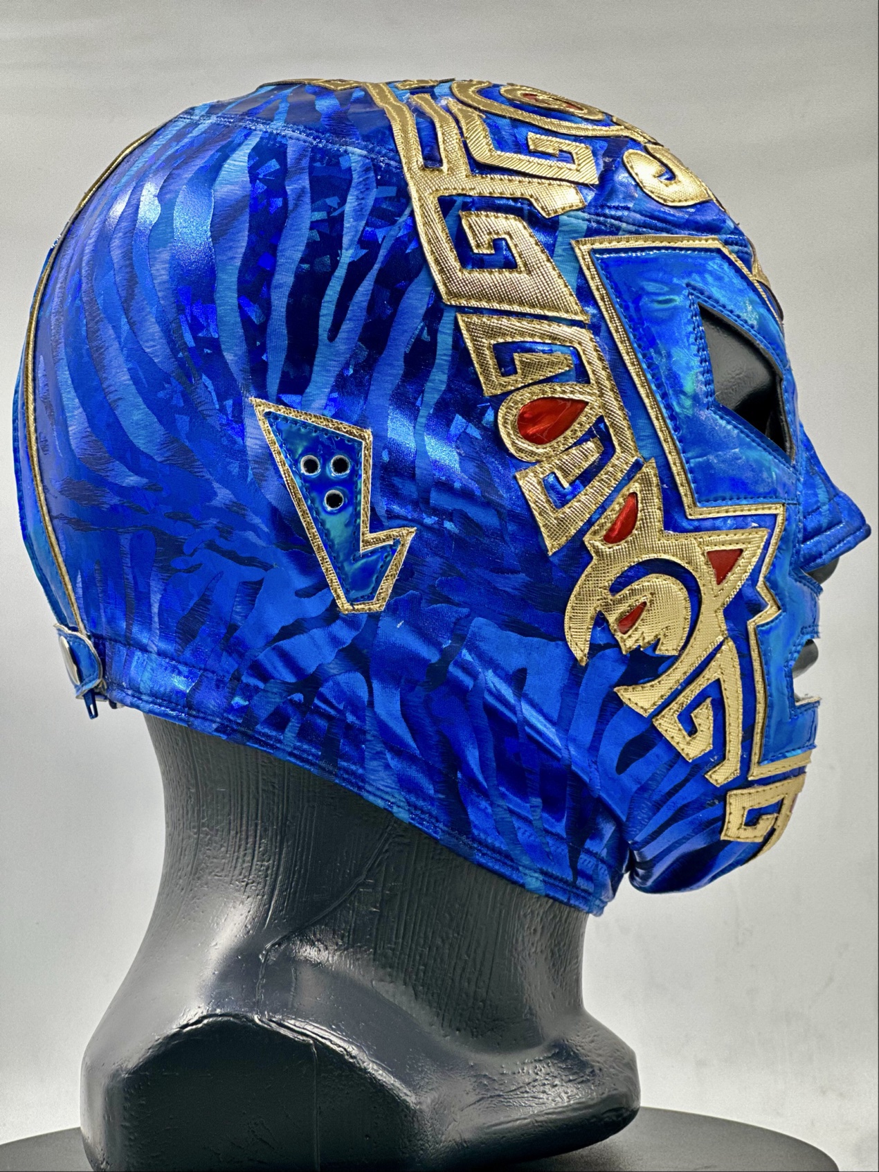 MÁSCARA PROFESIONAL TLALOC AZUL REY/DORADO