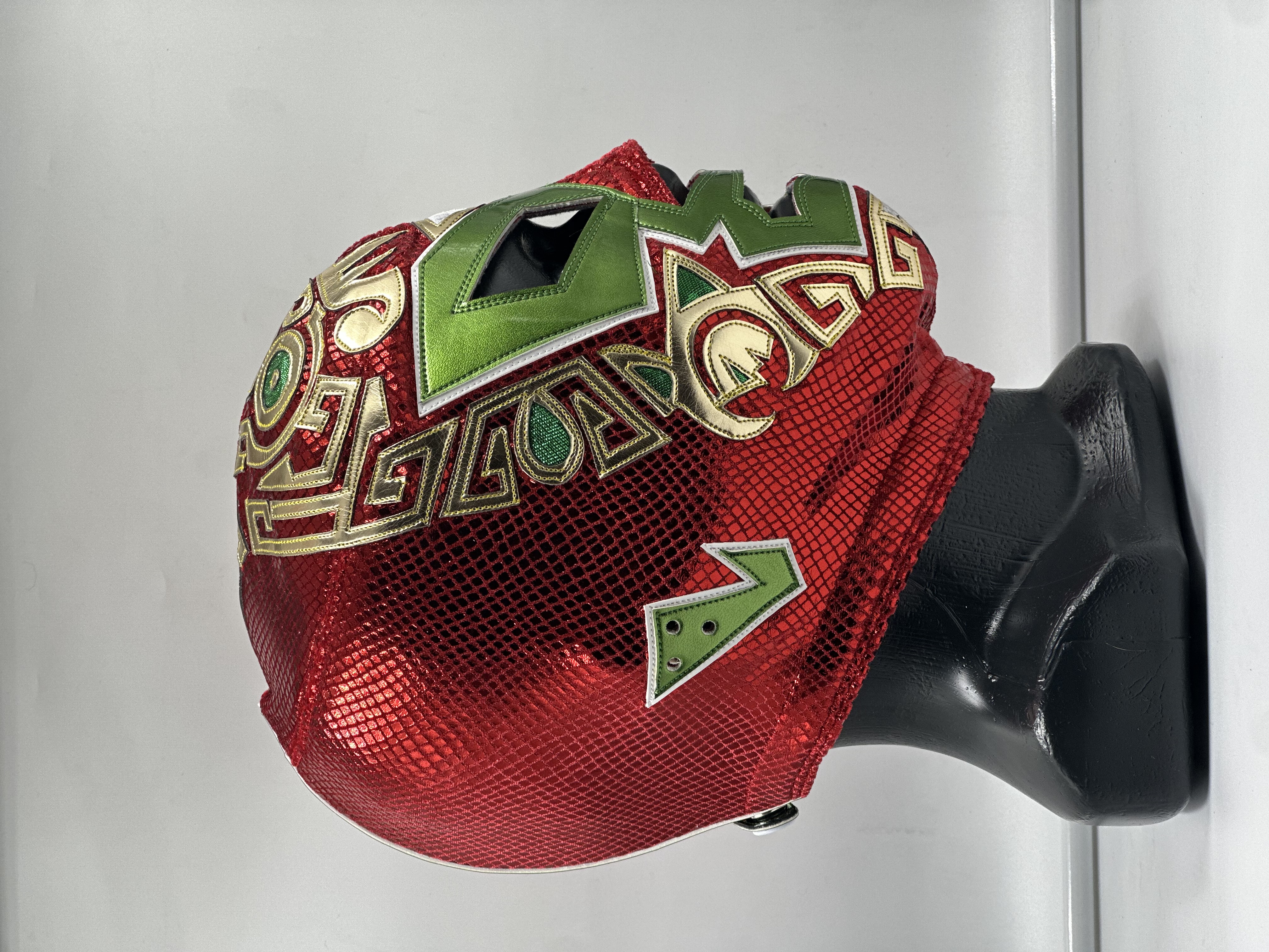 MÁSCARA PROFESIONAL TLALOC ROJA/OLIVO/DORADO