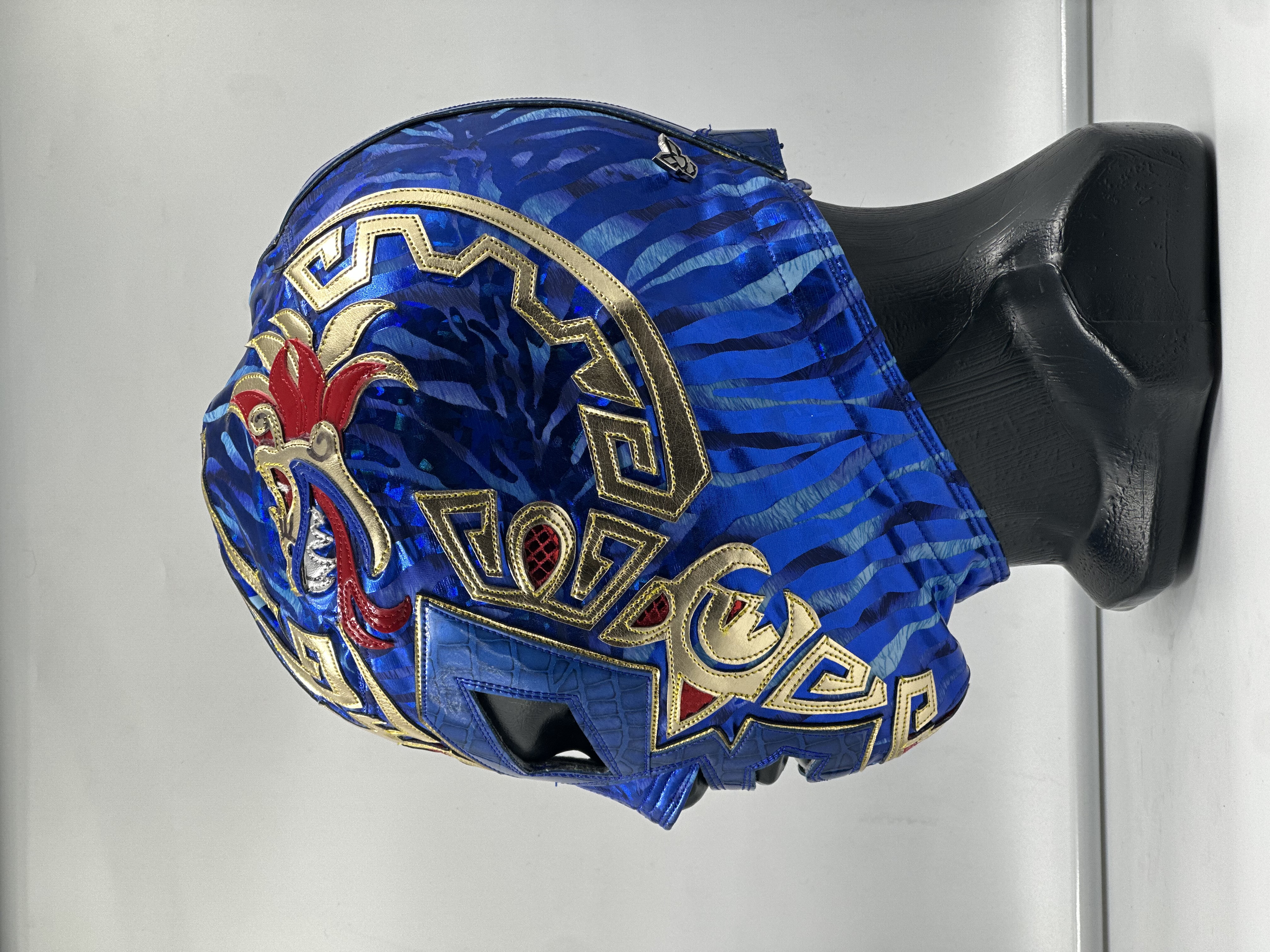 MASCARA PROFESIONAL QUETZALCOATL AZUL REY/DORADO