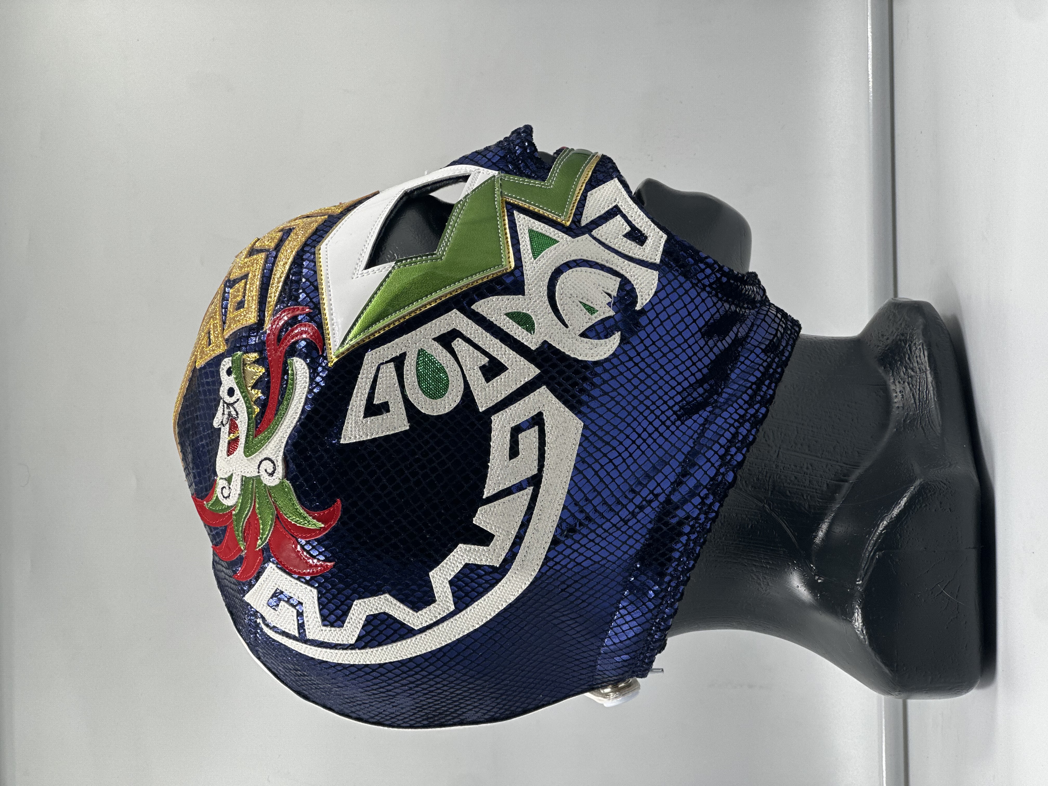MÁSCARA PROFESIONAL QUETZALCOATL AZUL MARINO/TRICOLOR