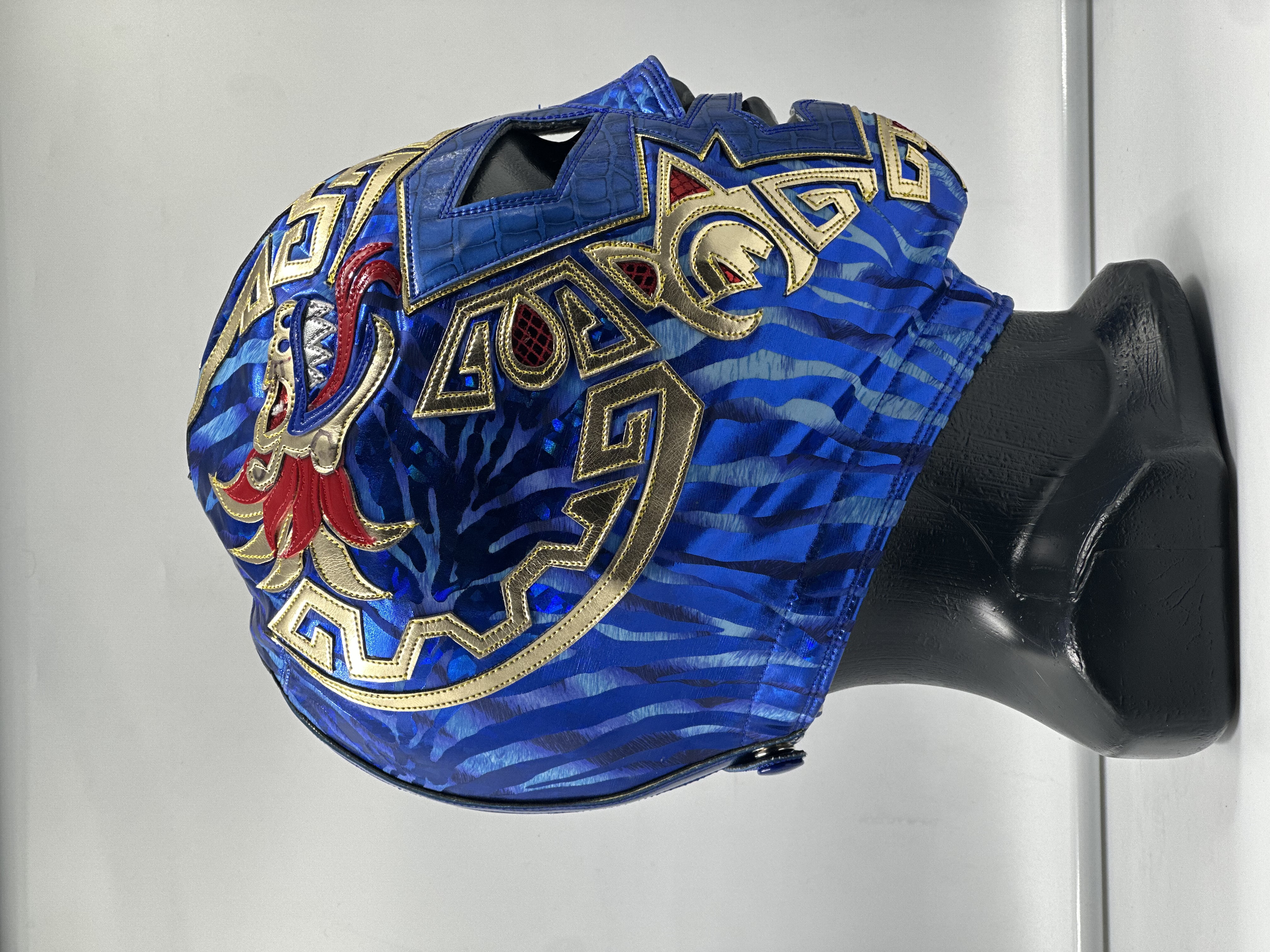 MASCARA PROFESIONAL QUETZALCOATL AZUL REY/DORADO