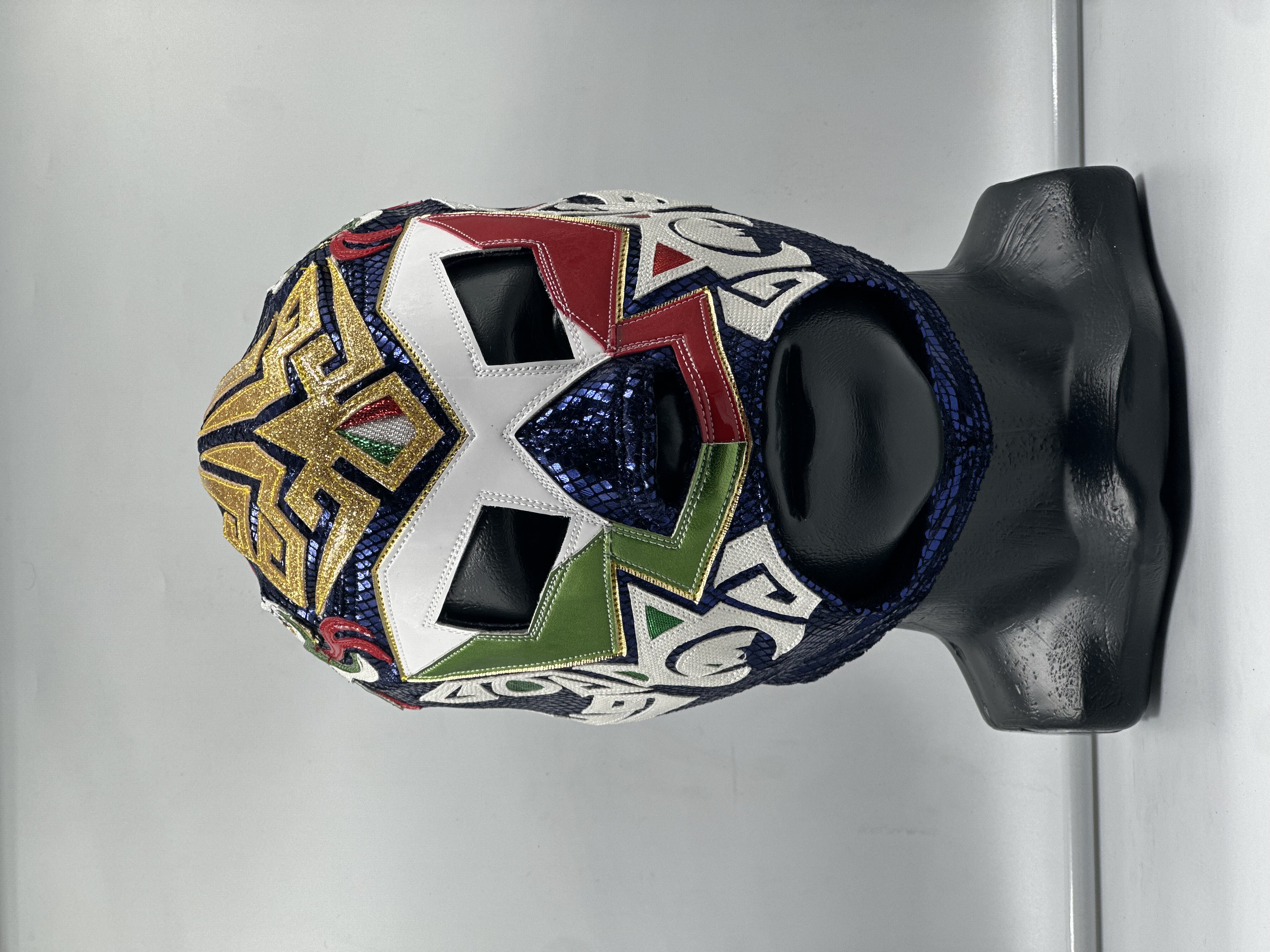 MÁSCARA PROFESIONAL QUETZALCOATL AZUL MARINO/TRICOLOR