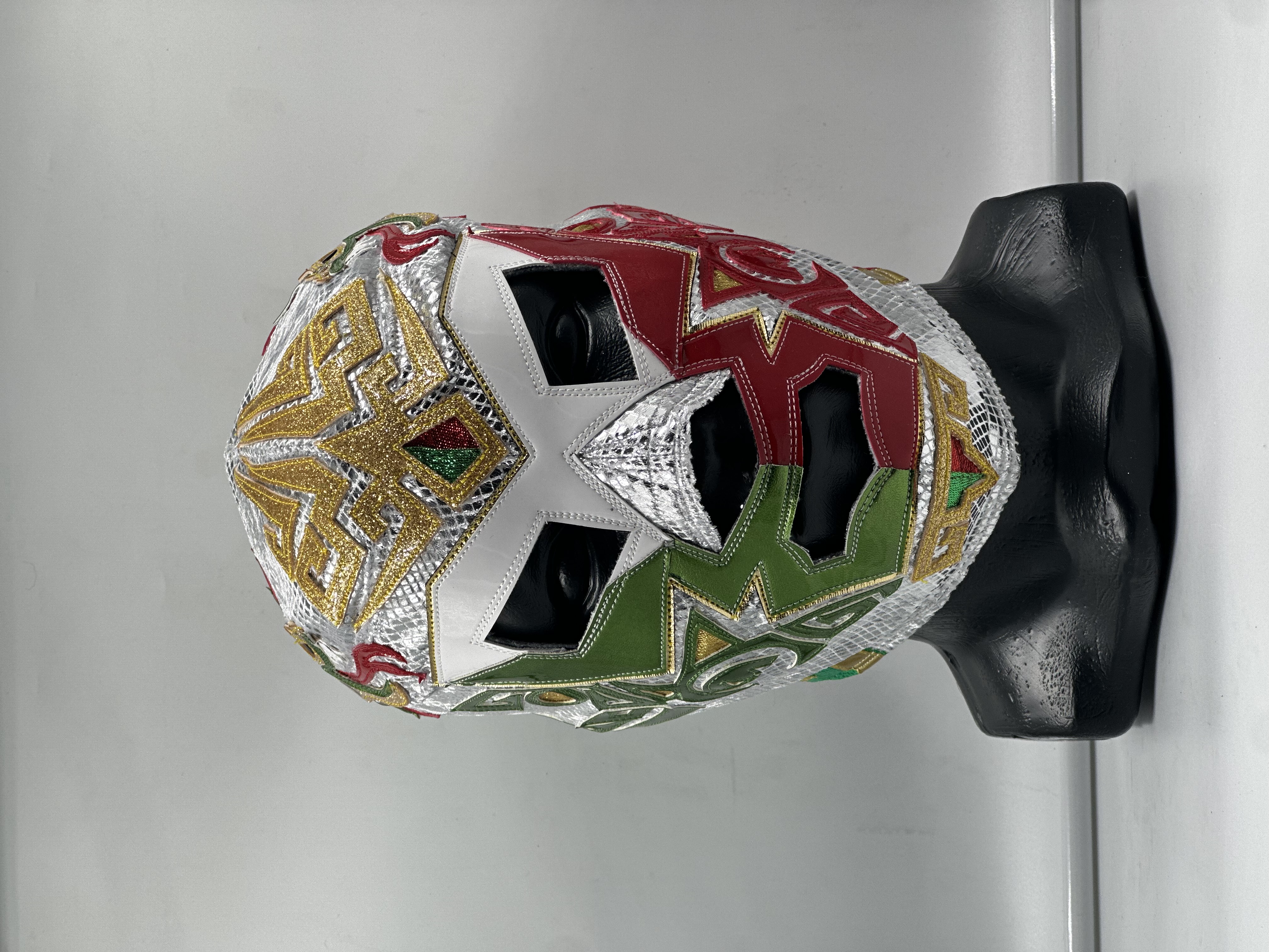 MÁSCARA PROFESIONAL QUETZALCOATL PLATEADO/TRICOLOR