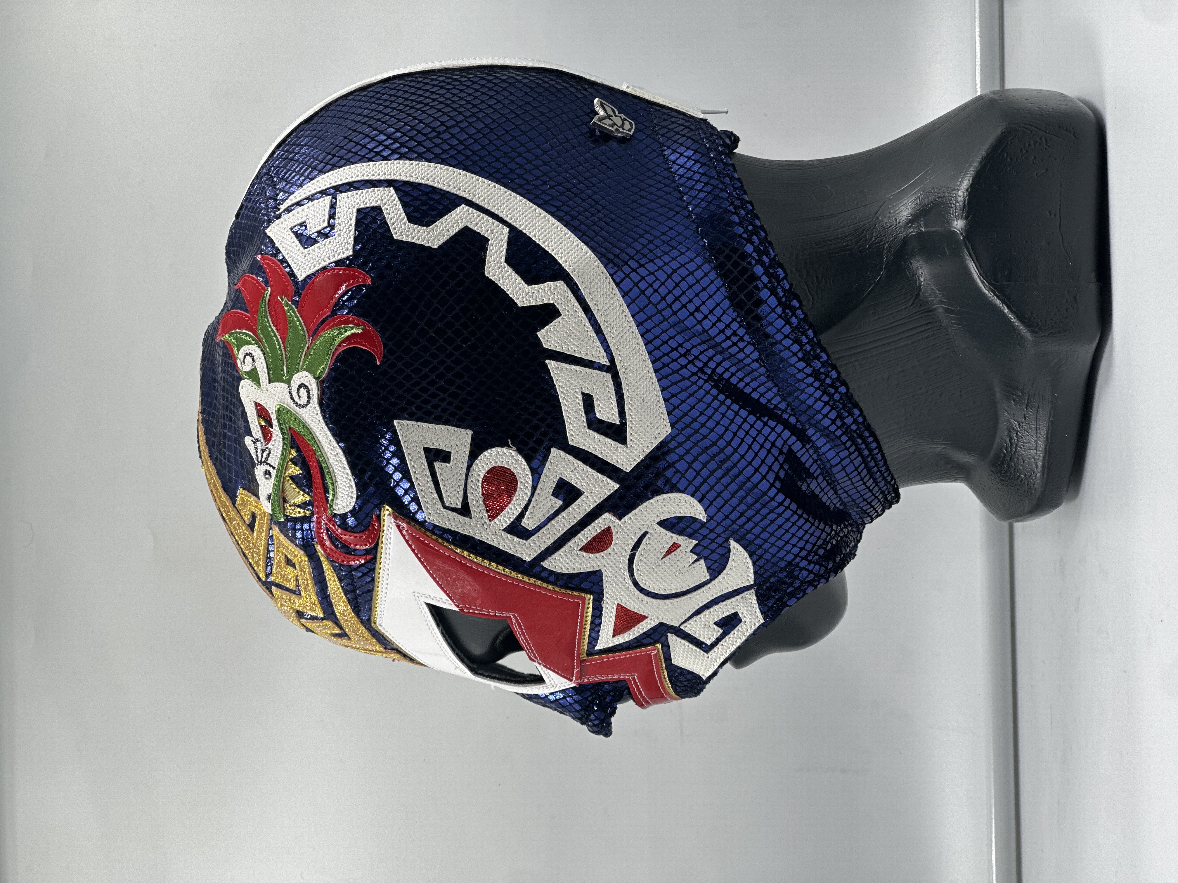 MÁSCARA PROFESIONAL QUETZALCOATL AZUL MARINO/TRICOLOR