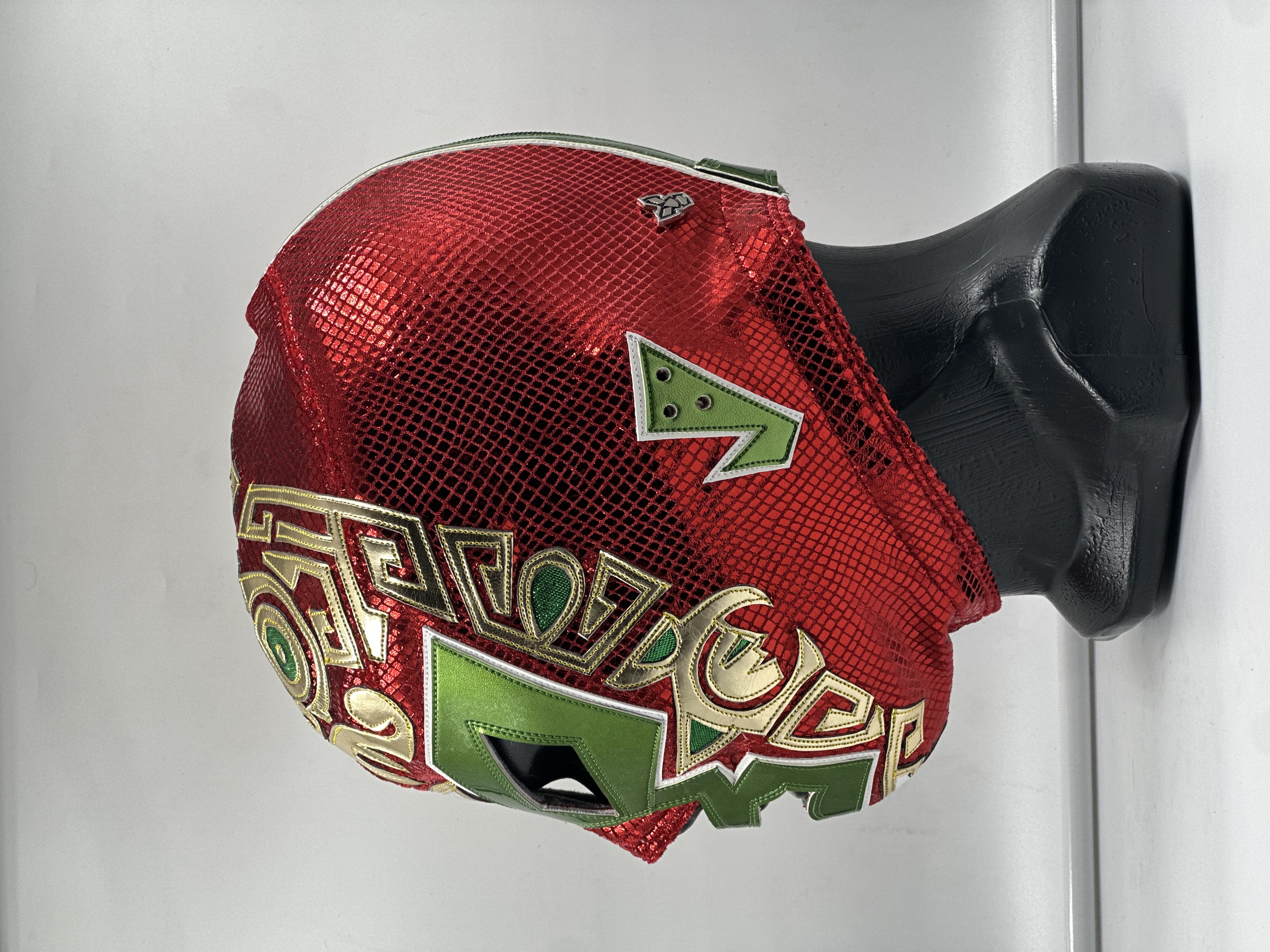 MÁSCARA PROFESIONAL TLALOC ROJA/OLIVO/DORADO