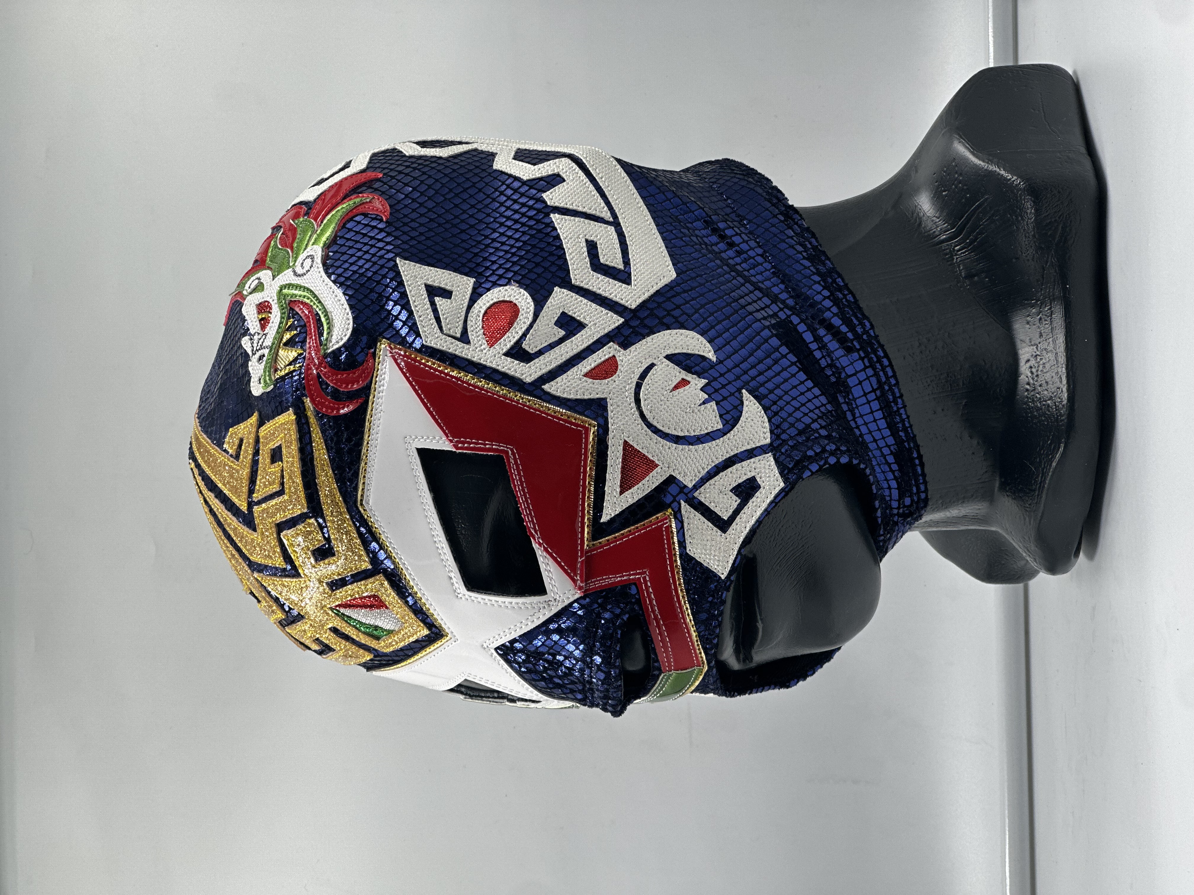 MÁSCARA PROFESIONAL QUETZALCOATL AZUL MARINO/TRICOLOR