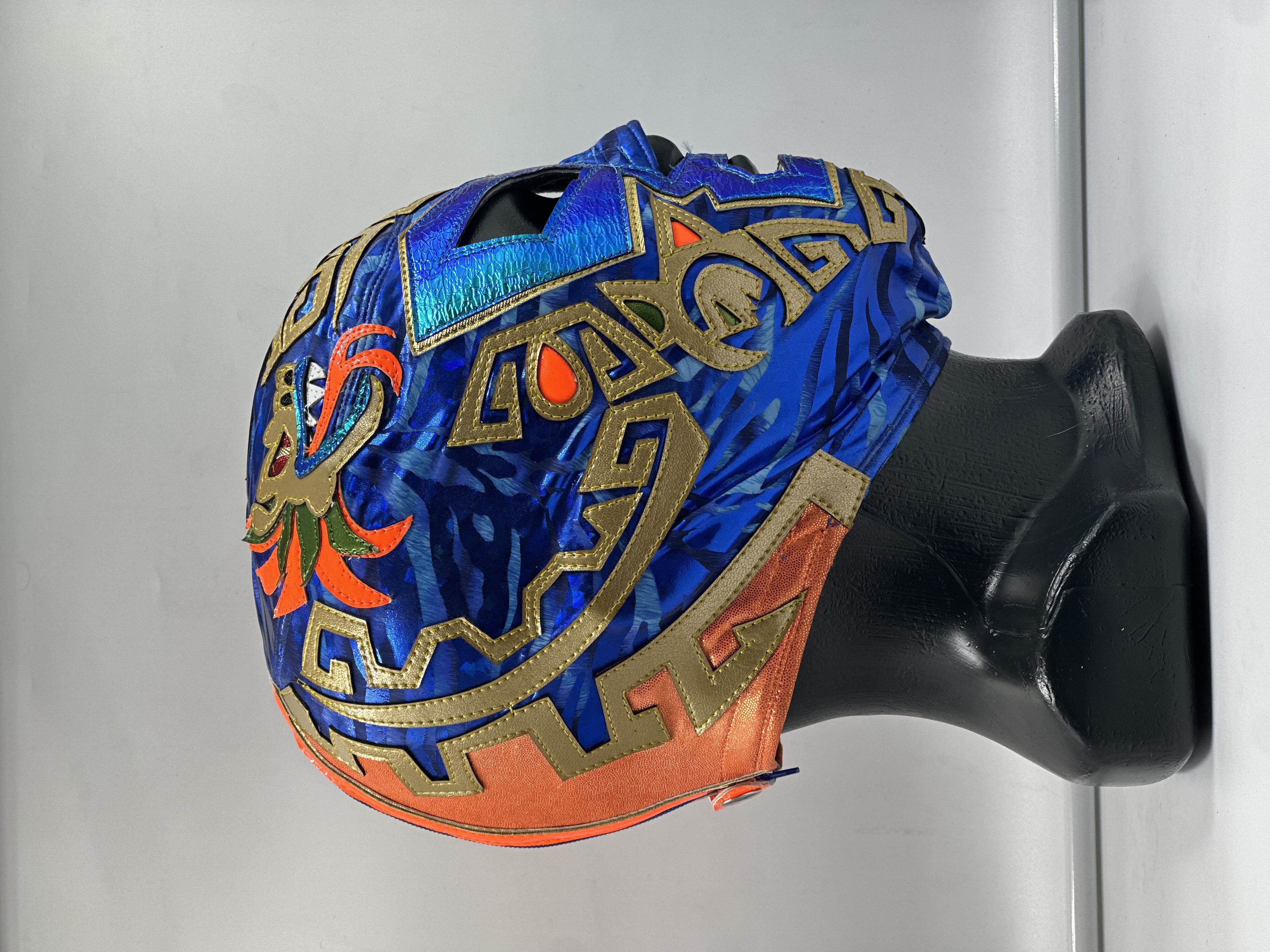 MÁSCARA PROFESIONAL QUETZALCOATL AZUL REY/DORADO/NEON