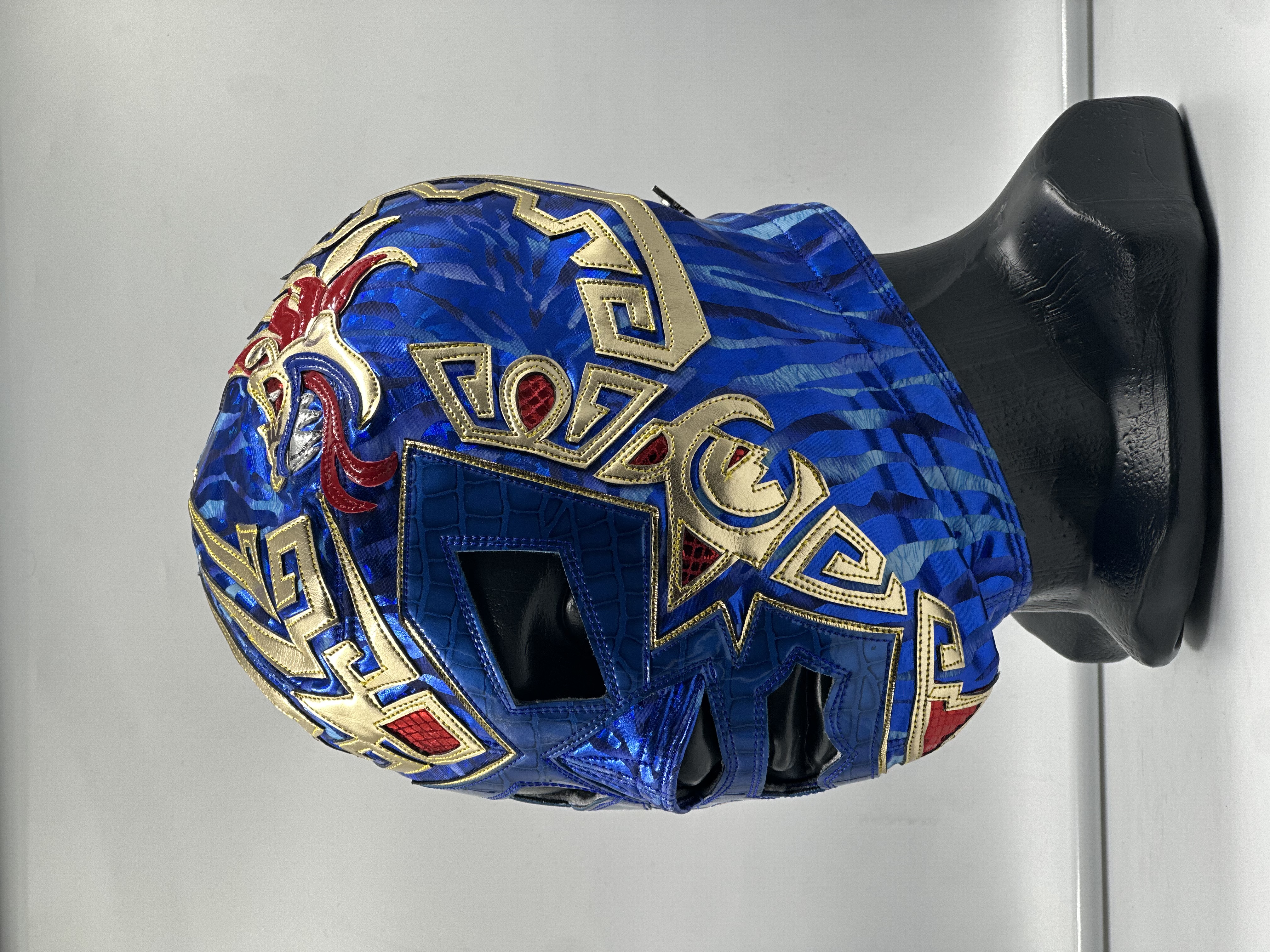 MASCARA PROFESIONAL QUETZALCOATL AZUL REY/DORADO
