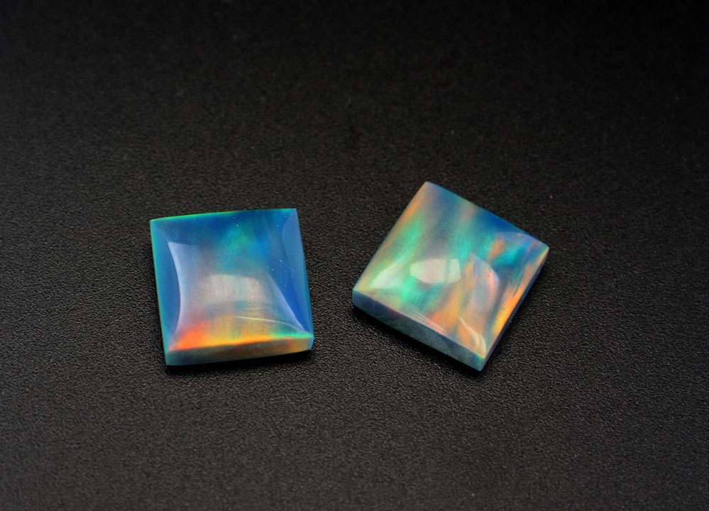 Aurora Opal cabochon matched pair 