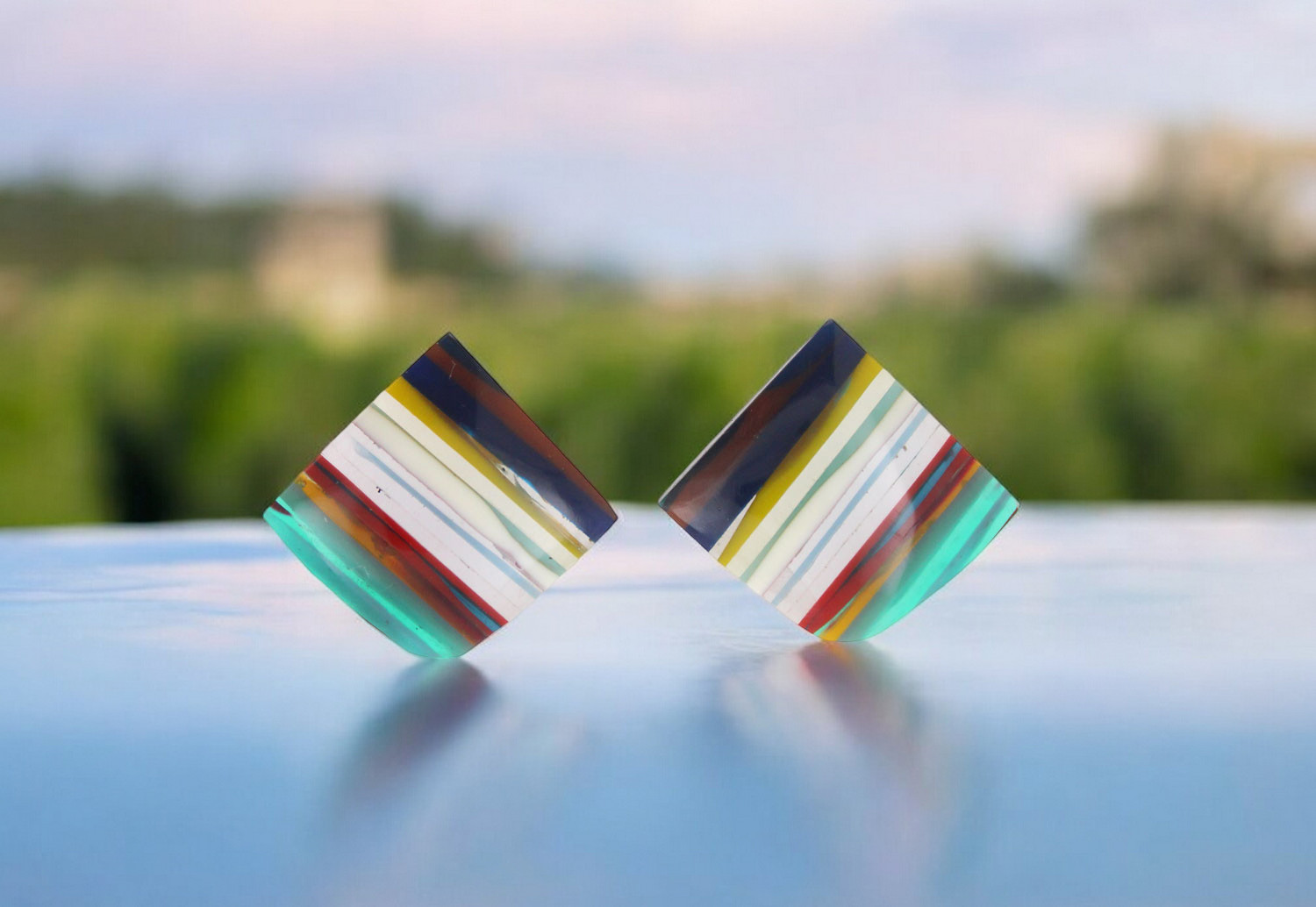 Surfite matched pair of cabochons