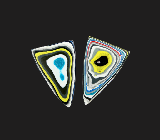 Kenworth Fordite Pair of cabochons