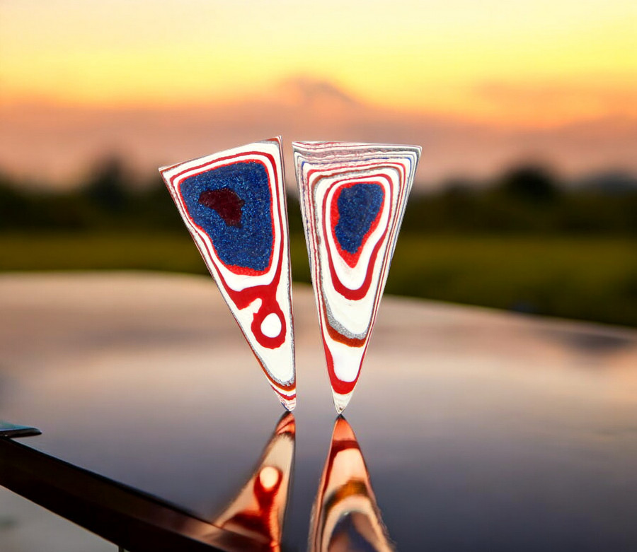 Kenworth Fordite Pair of cabochons