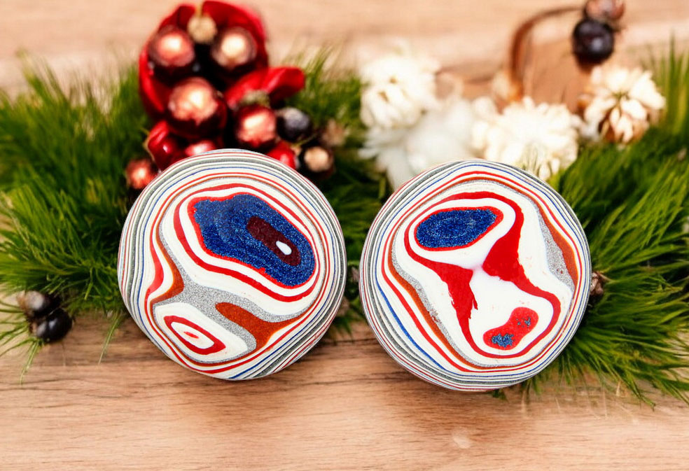 Kenworth Fordite Pair of cabochons