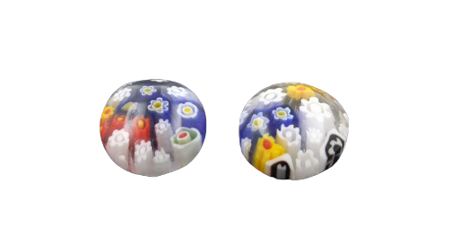 Hand Cut Milliflori glass cabochon pair