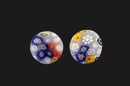 Hand Cut Milliflori glass cabochon pair