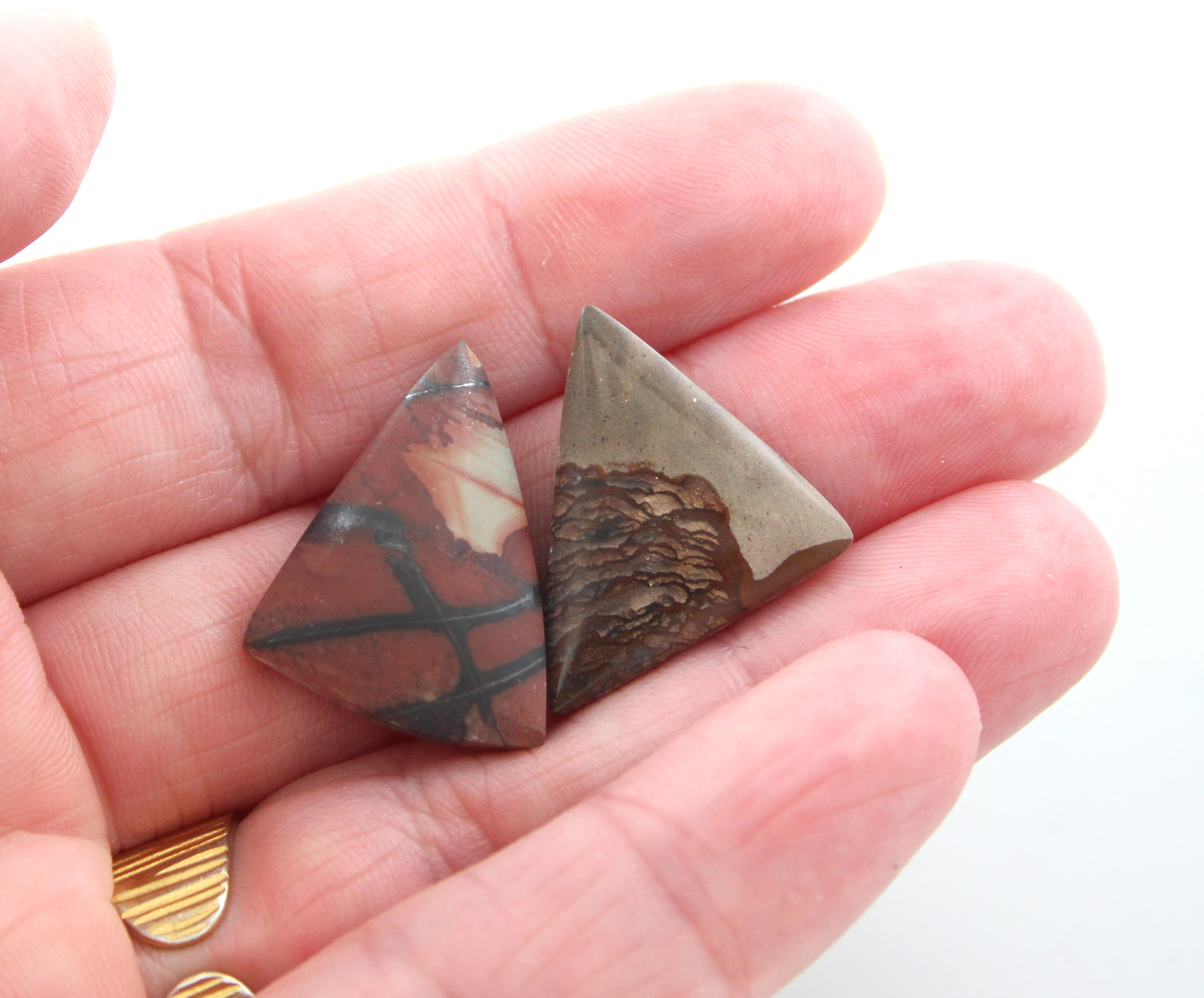 Hand Cut Paint Stone and Deschutes Jasper Set of cabochon's 