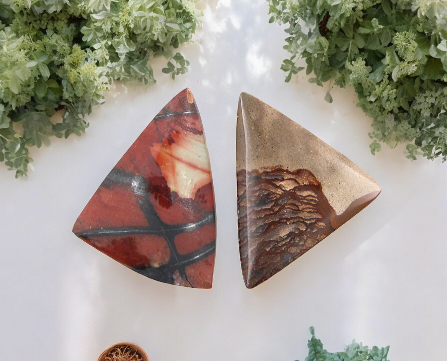 Hand Cut Paint Stone and Deschutes Jasper Set of cabochon's 