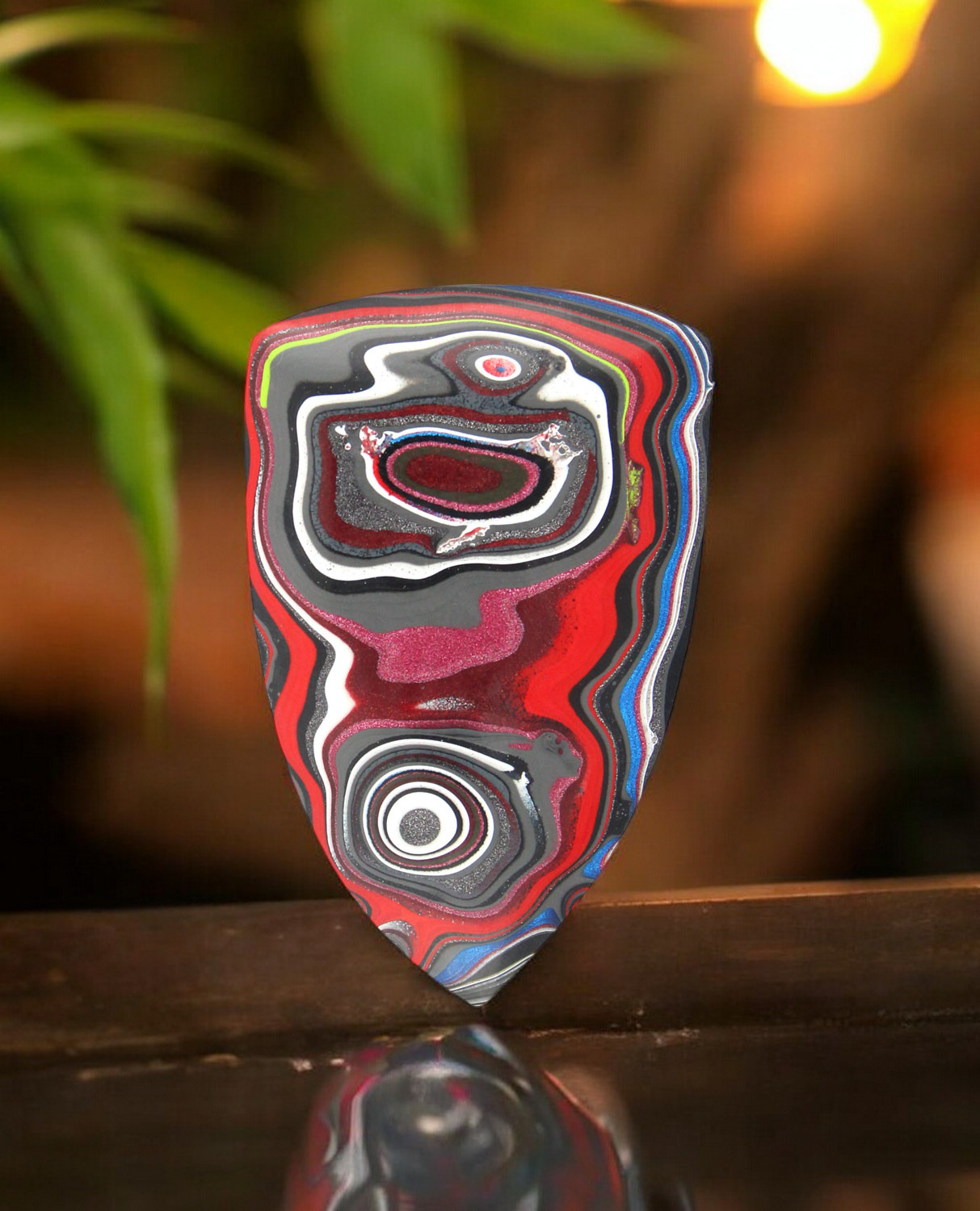 Hand cut metallic Jeep Fordite Cabochon 