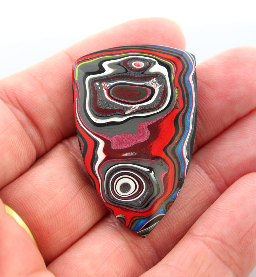 Hand cut metallic Jeep Fordite Cabochon 