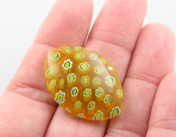 Hand Cut Milliflori glass Cabochon 