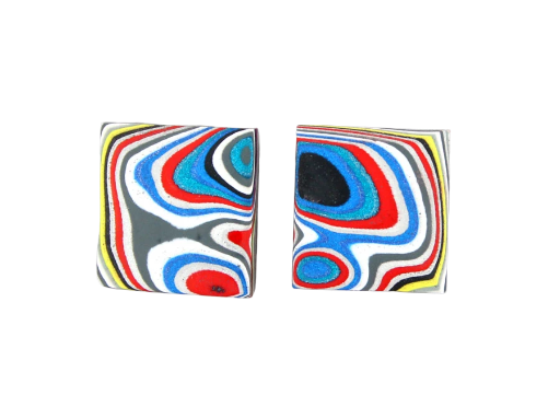 Hand cut Fordite matched pair of cabochons