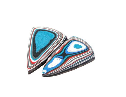 Hand cut Fordite matched pair of cabochons