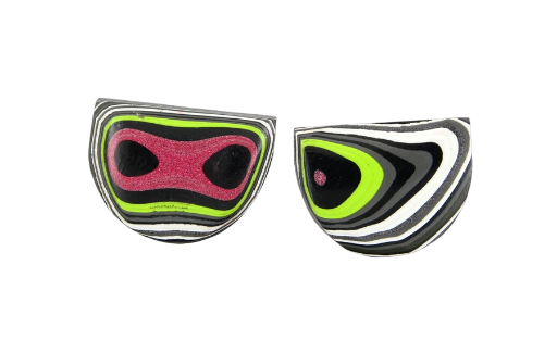 Hand cut Fordite matched pair of cabochons