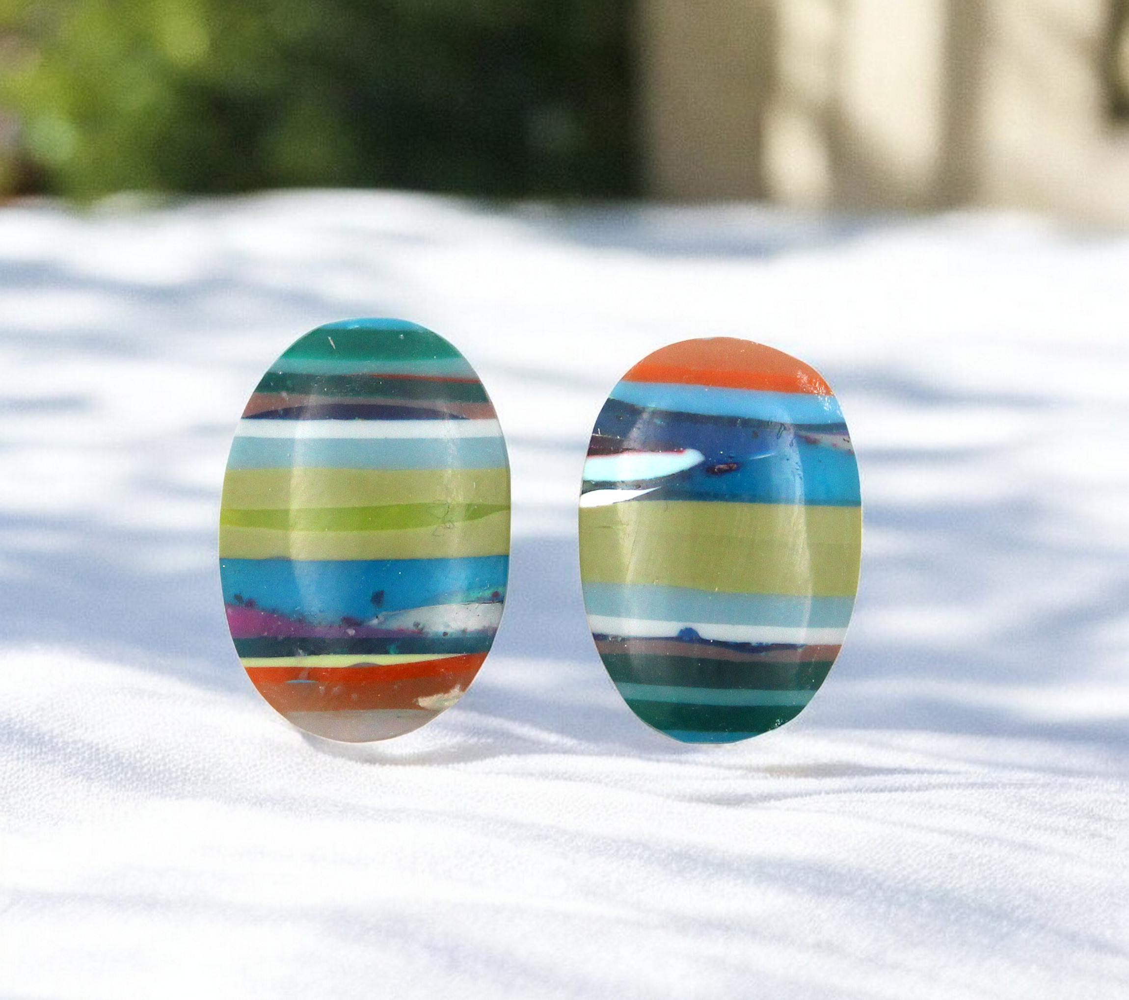 Surfite matched pair of cabochons